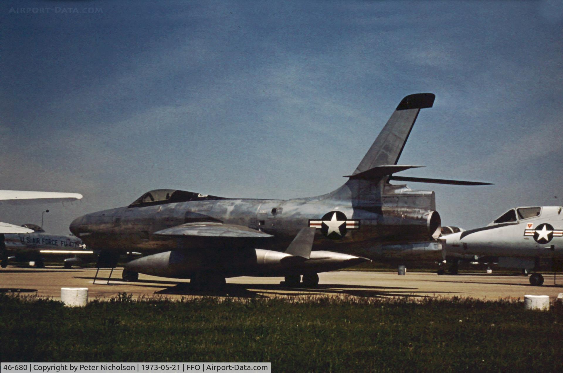 46-680, 1948 Republic XF-91 Thunderceptor C/N Not found 46-680, As displayed in the summer of 1973.