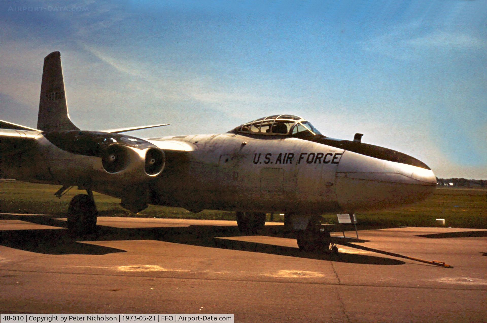 48-010, 1948 North American B-45C Tornado C/N 153-38486, As displayed in the summer of 1973.