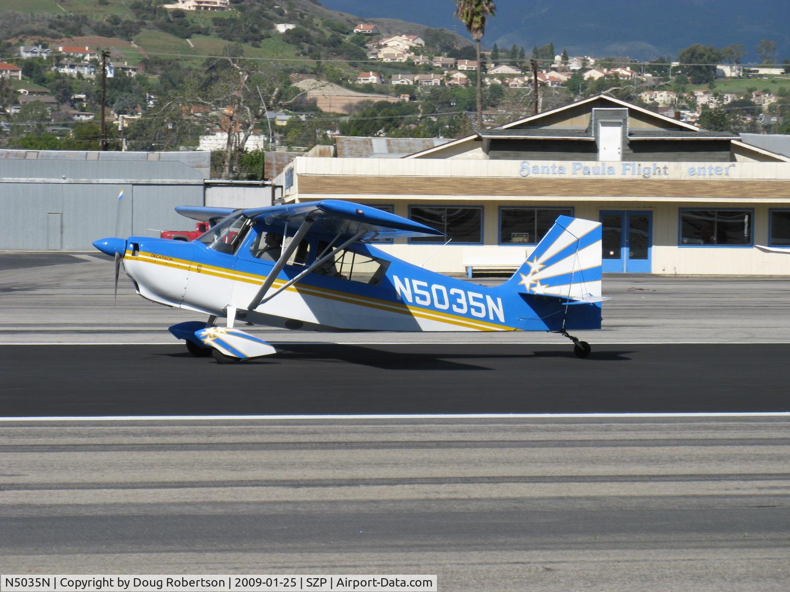 N5035N, 1978 Bellanca 8KCAB Decathlon C/N 470-79, 1978 Bellanca 8KCAB DECATHLON fully aerobatic, Lycoming AEIO-320 150 Hp, CS prop, NACA 1412 near symmetrical wing airfoil, rated +6g -5g, landing roll Rwy 22