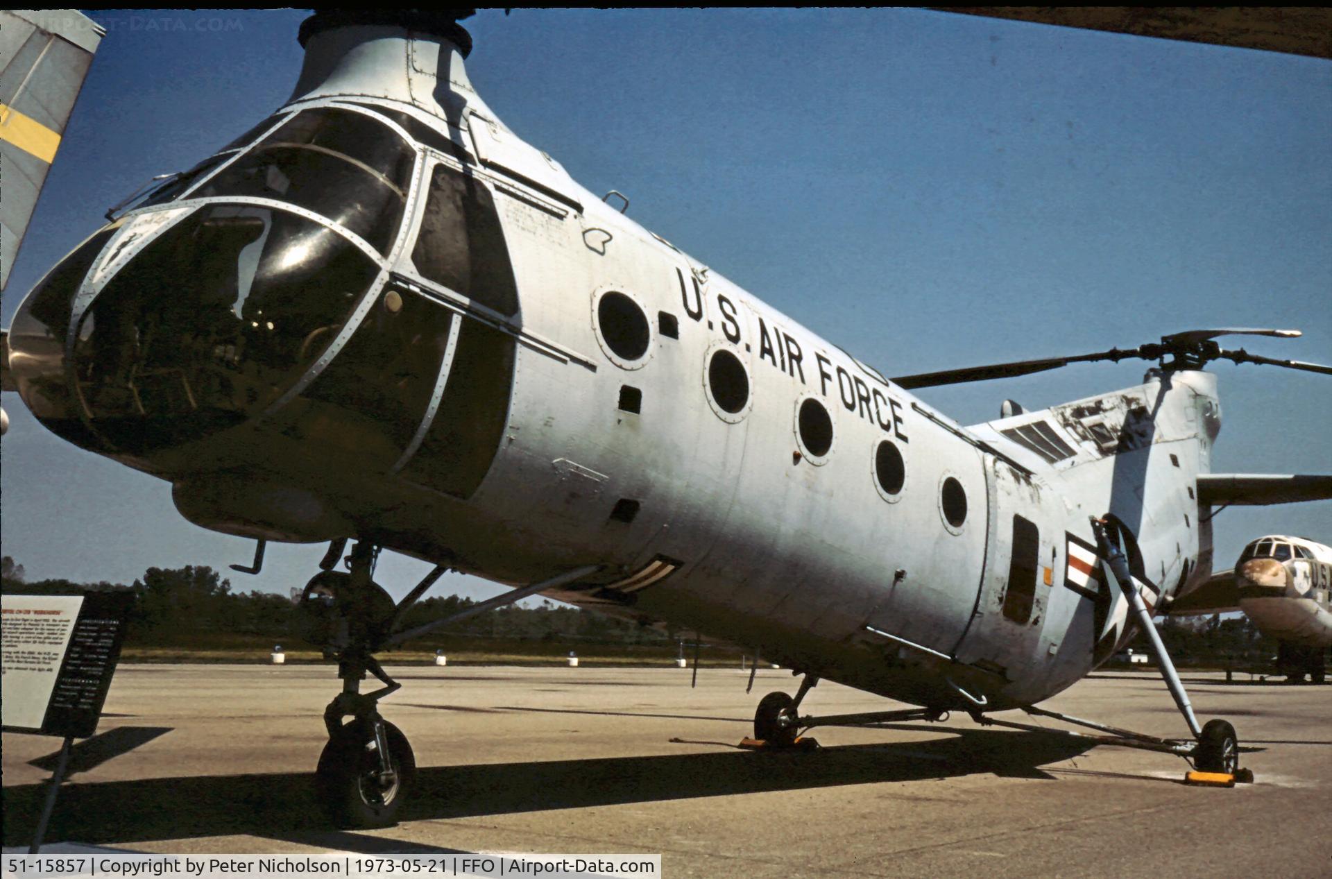 51-15857, 1951 Piasecki H-21B Workhorse C/N B.4, As displayed in the summer of 1973.