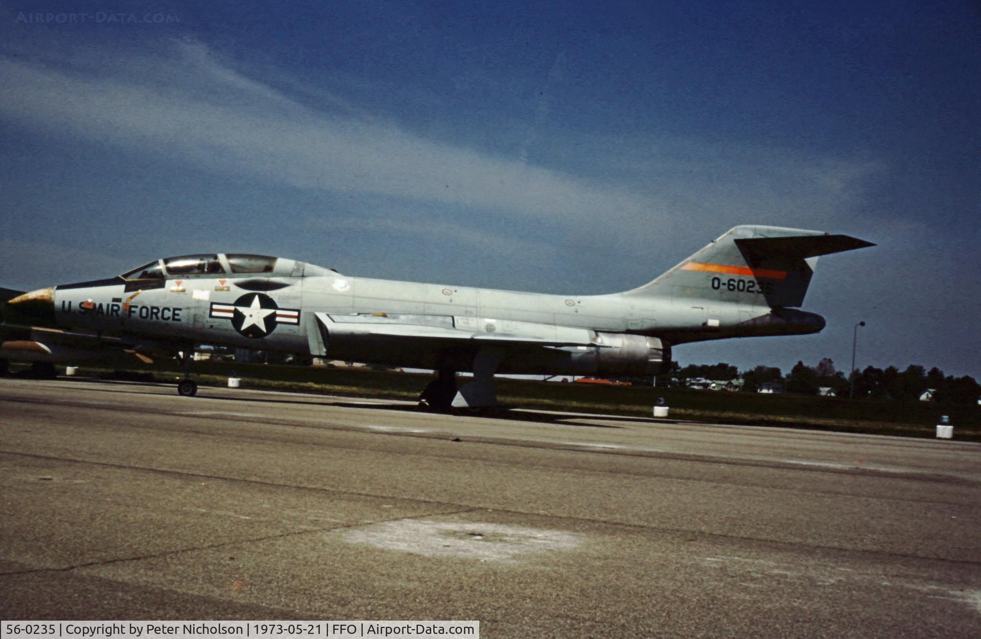 56-0235, 1956 McDonnell F-101B Voodoo C/N 128, As displayed at the USAF Museum in the summer of 1973.