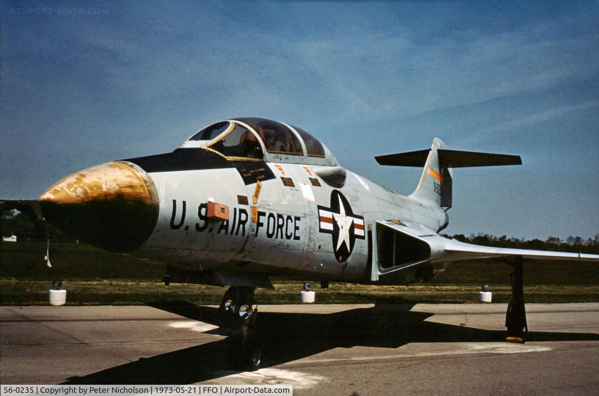 56-0235, 1956 McDonnell F-101B Voodoo C/N 128, As displayed at the USAF Museum in the summer of 1973.
