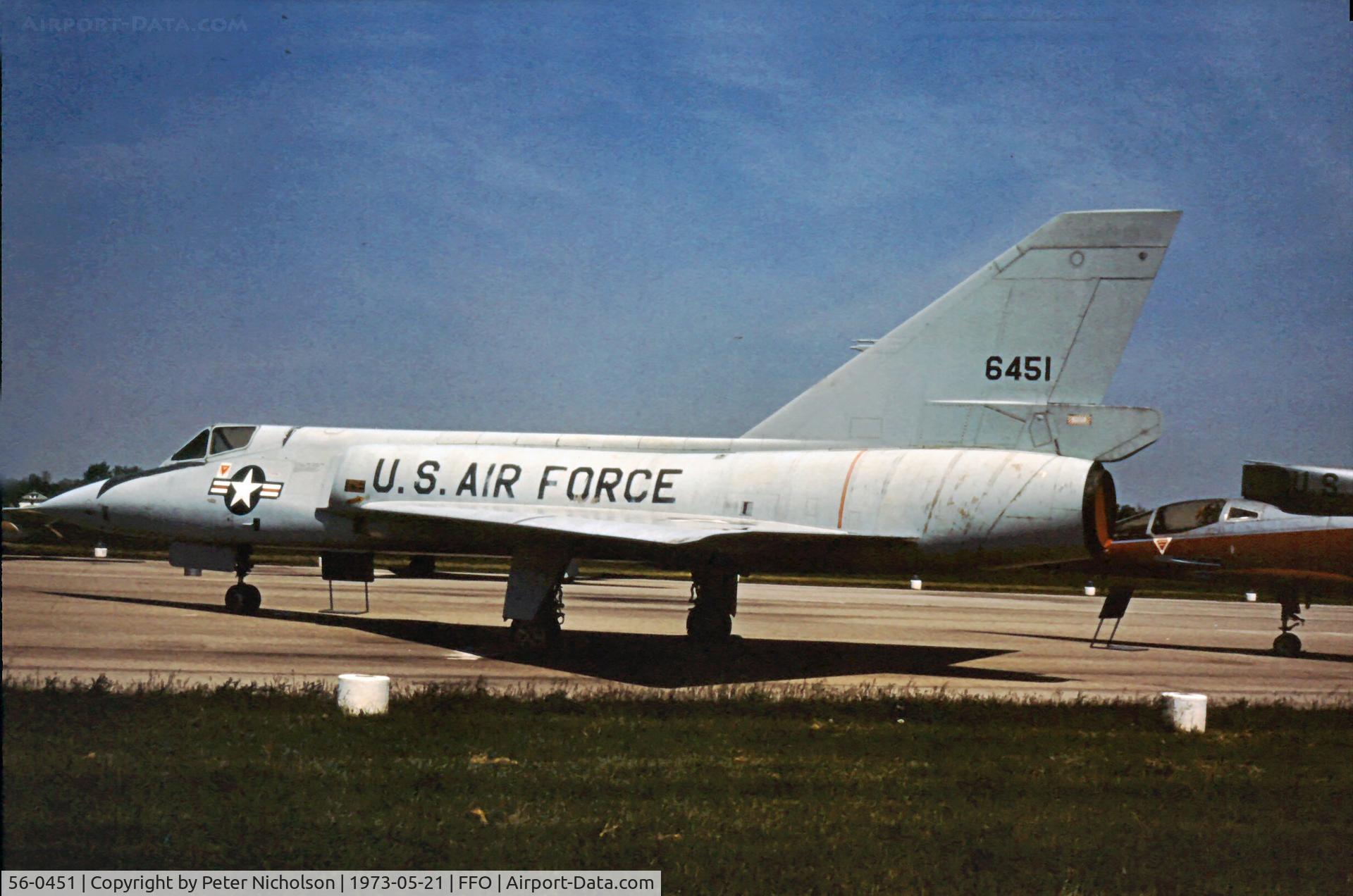56-0451, 1957 Convair F-106A Delta Dart C/N 8-24-01, As displayed in the summer of 1973.