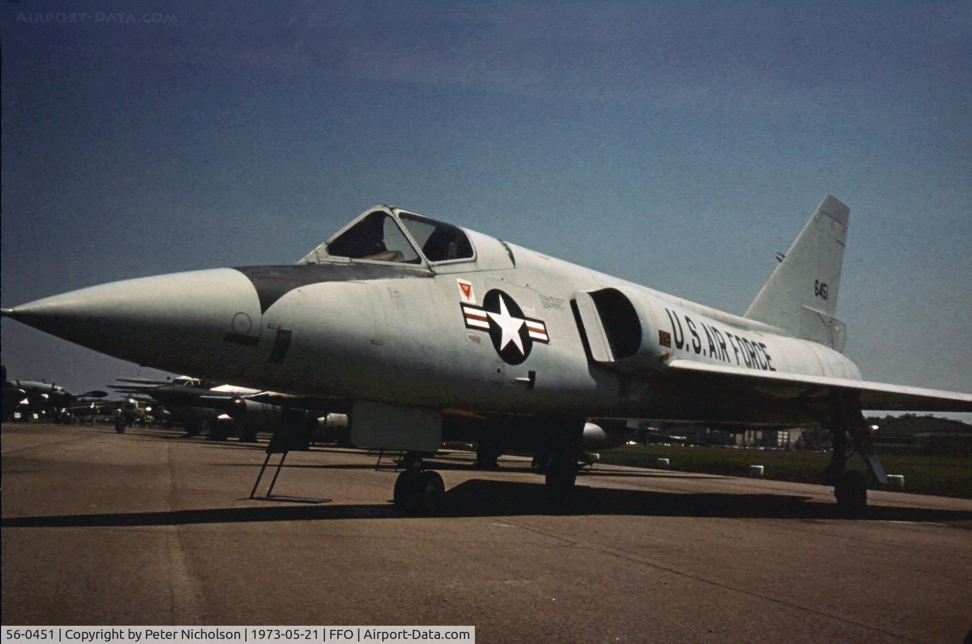 56-0451, 1957 Convair F-106A Delta Dart C/N 8-24-01, As displayed in the summer of 1973.