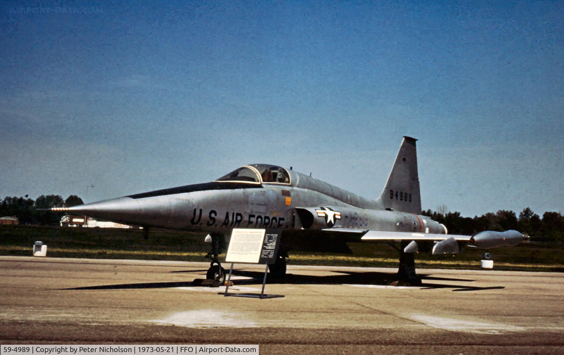 59-4989, 1963 Northrop YF-5A-NO Freedom Fighter C/N N.6003, As displayed in the summer of 1973.