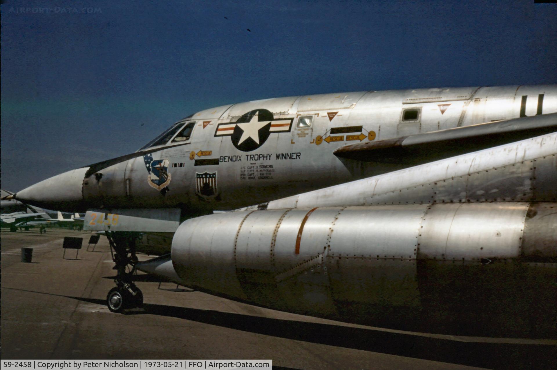 59-2458, 1959 Convair B-58A Hustler C/N 61, The winner of the Bendix Trophy as displayed in the summer of 1973.