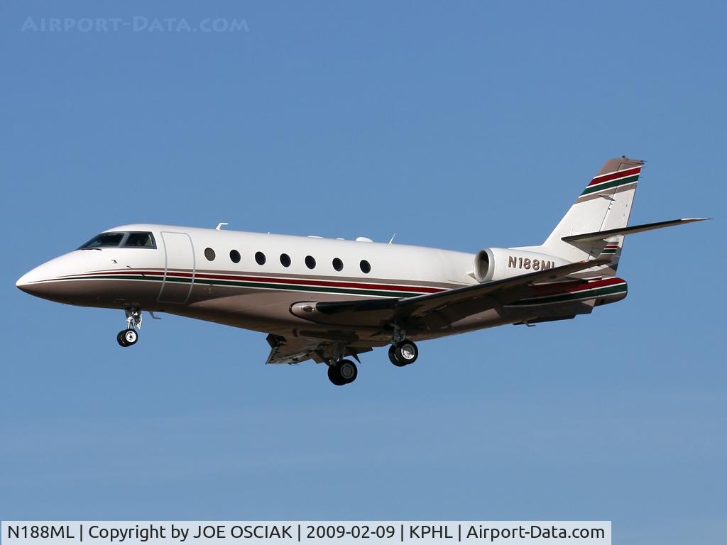N188ML, 2000 Israel Aircraft Industries IAI-1126 Galaxy C/N 024, Arriving at Philly