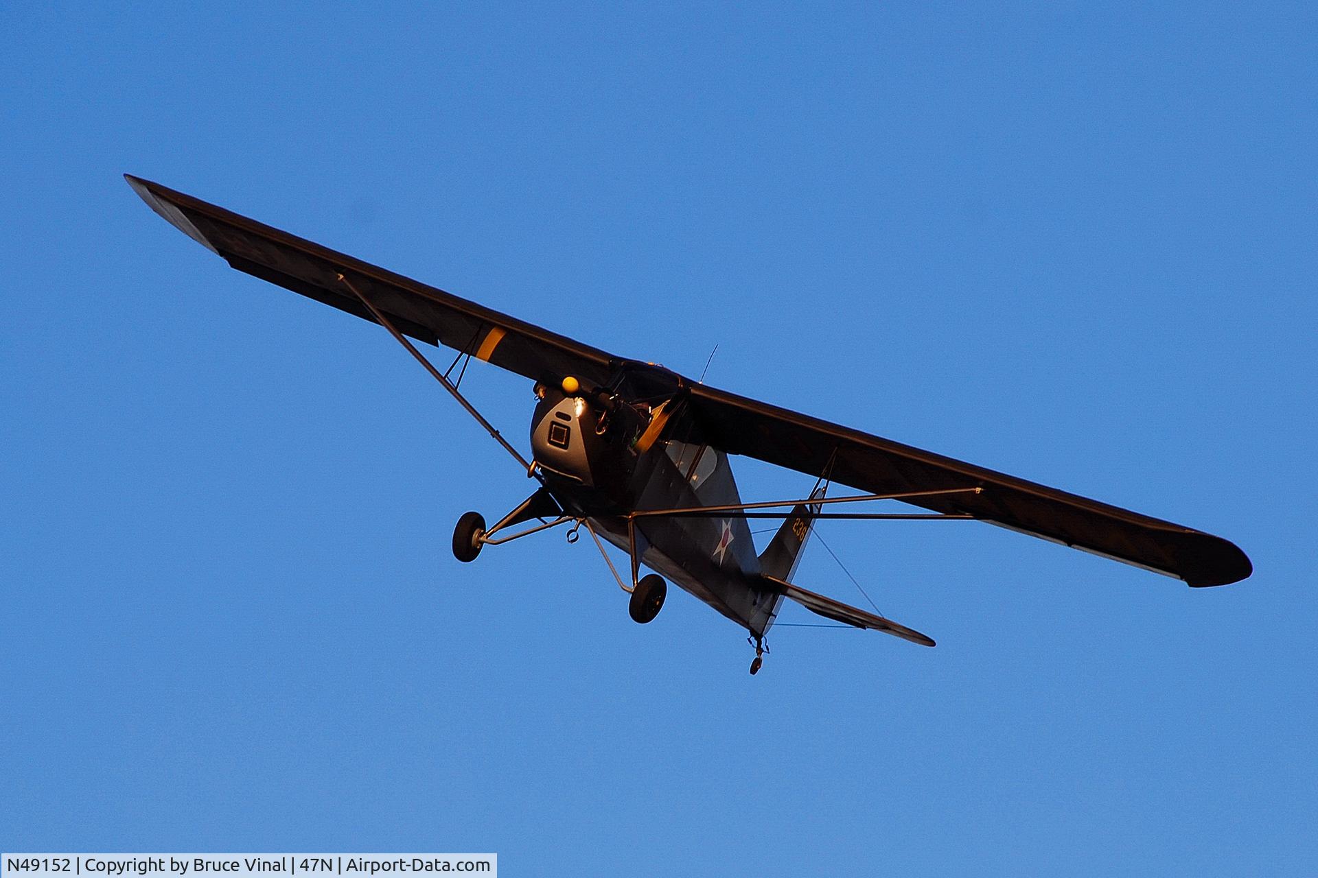 N49152, 1942 Aeronca 0-58B Grasshopper C/N 058B-2422, John Price on final at Central Jersey