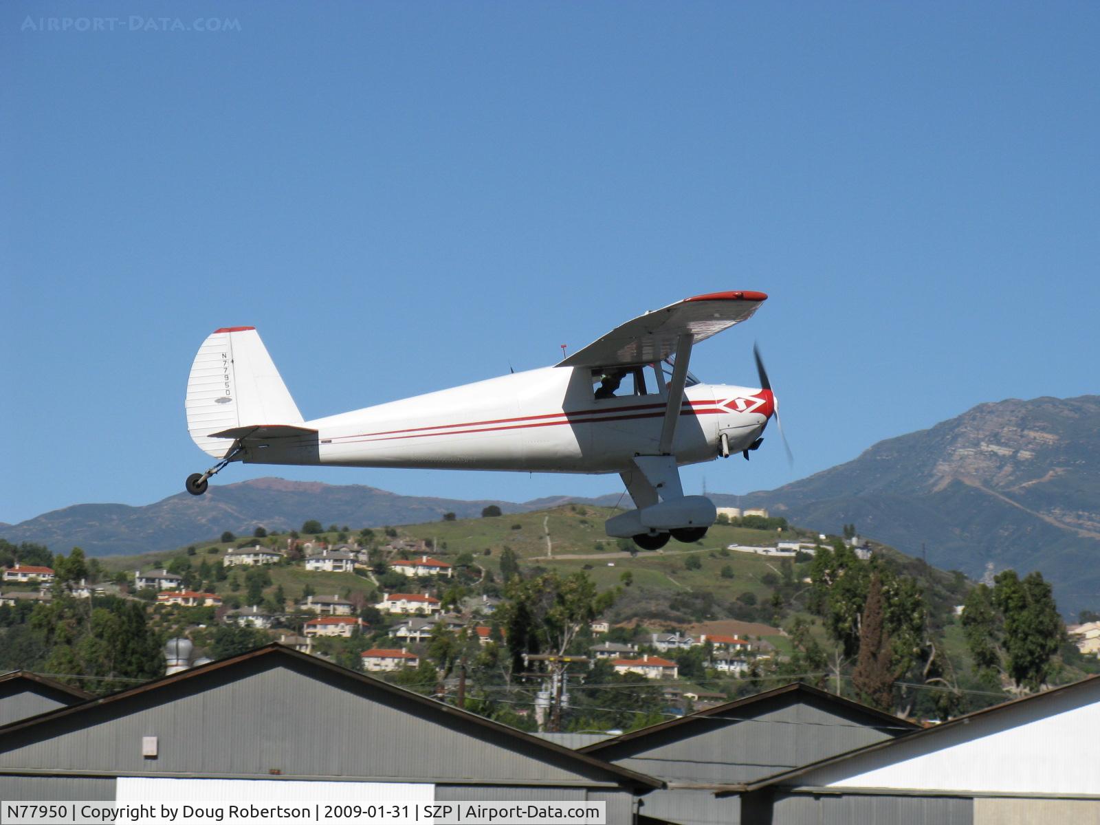 N77950, 1946 Luscombe 8A C/N 3677, 1946 Luscombe 8A, Continental A&C65 65 Hp, takeoff climb Rwy 04