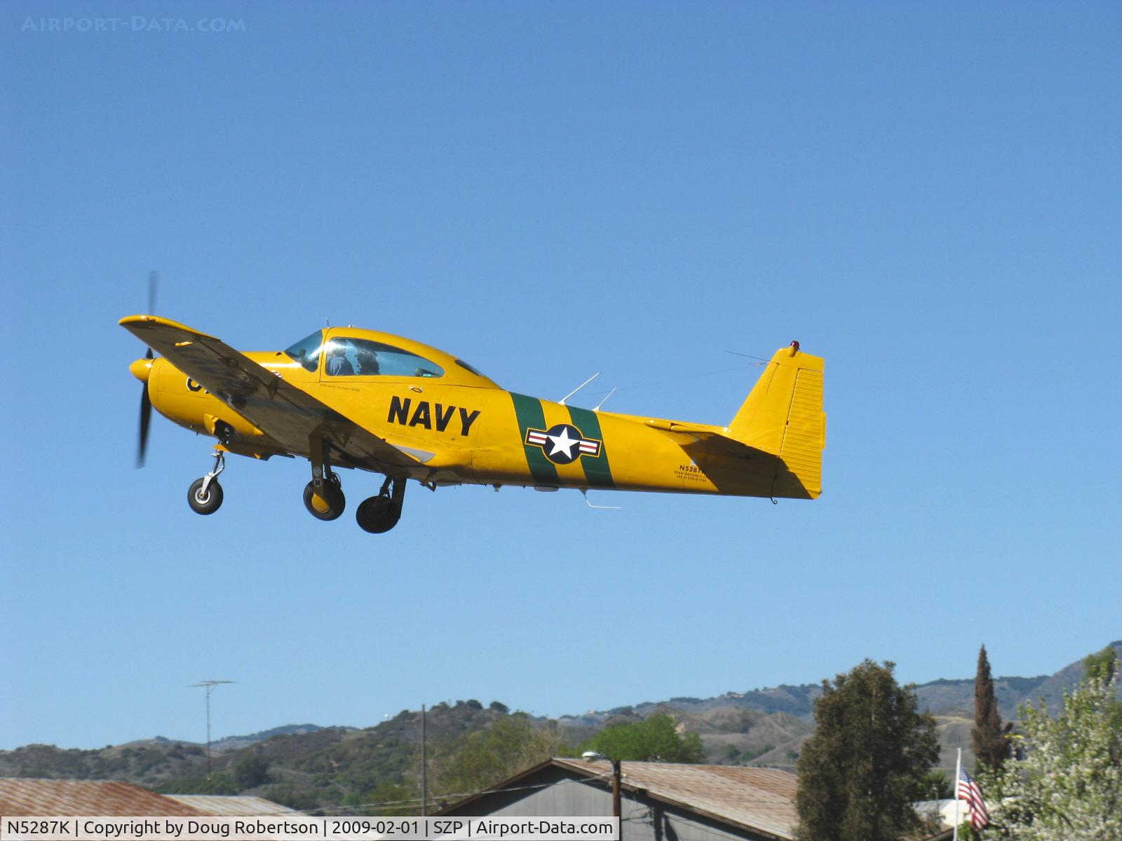 N5287K, 1950 Ryan Navion B C/N NAV-4-2187B, 1950 Ryan NAVION B as L17B 'At Your Command', Lycoming GO-435 C&D 240/260 Hp, takeoff climb Rwy 22