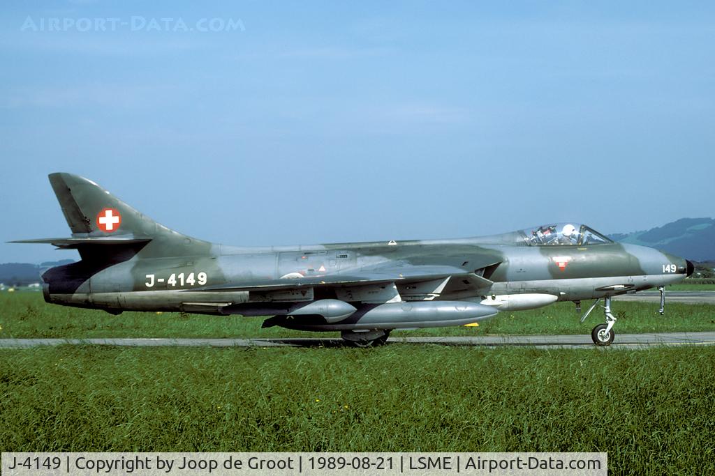 J-4149, Hawker Hunter F.58A C/N HABL-003002, This classic jet fighter was still flying in large numbers. We saw over 60 different air frames during our stay in 1989.