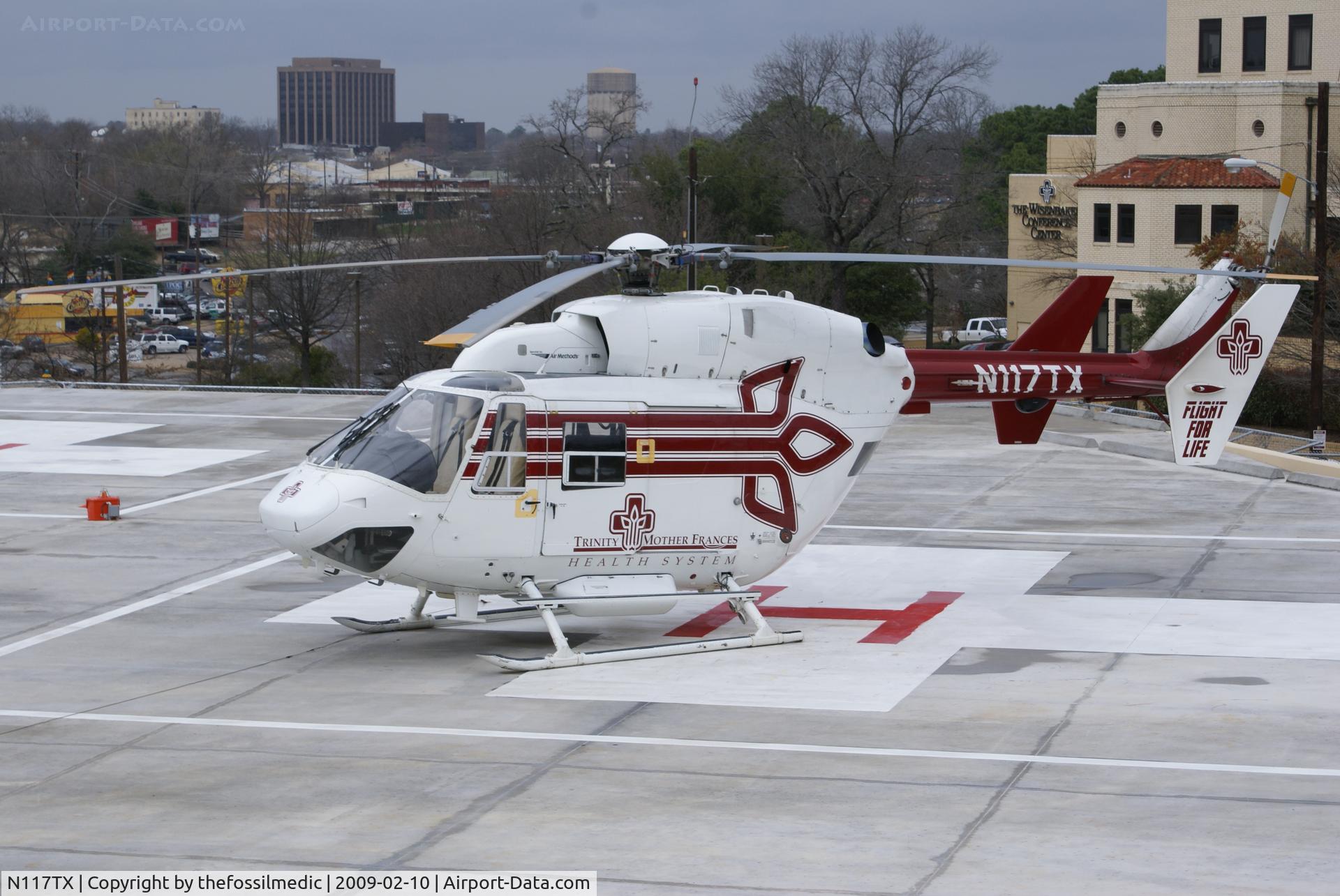 N117TX, 1988 Eurocopter-Kawasaki BK-117B-1 C/N 7177, Trinity Mother Frances Heath Systems Flight for Life sitting on the pad at TMF Tyler Texas