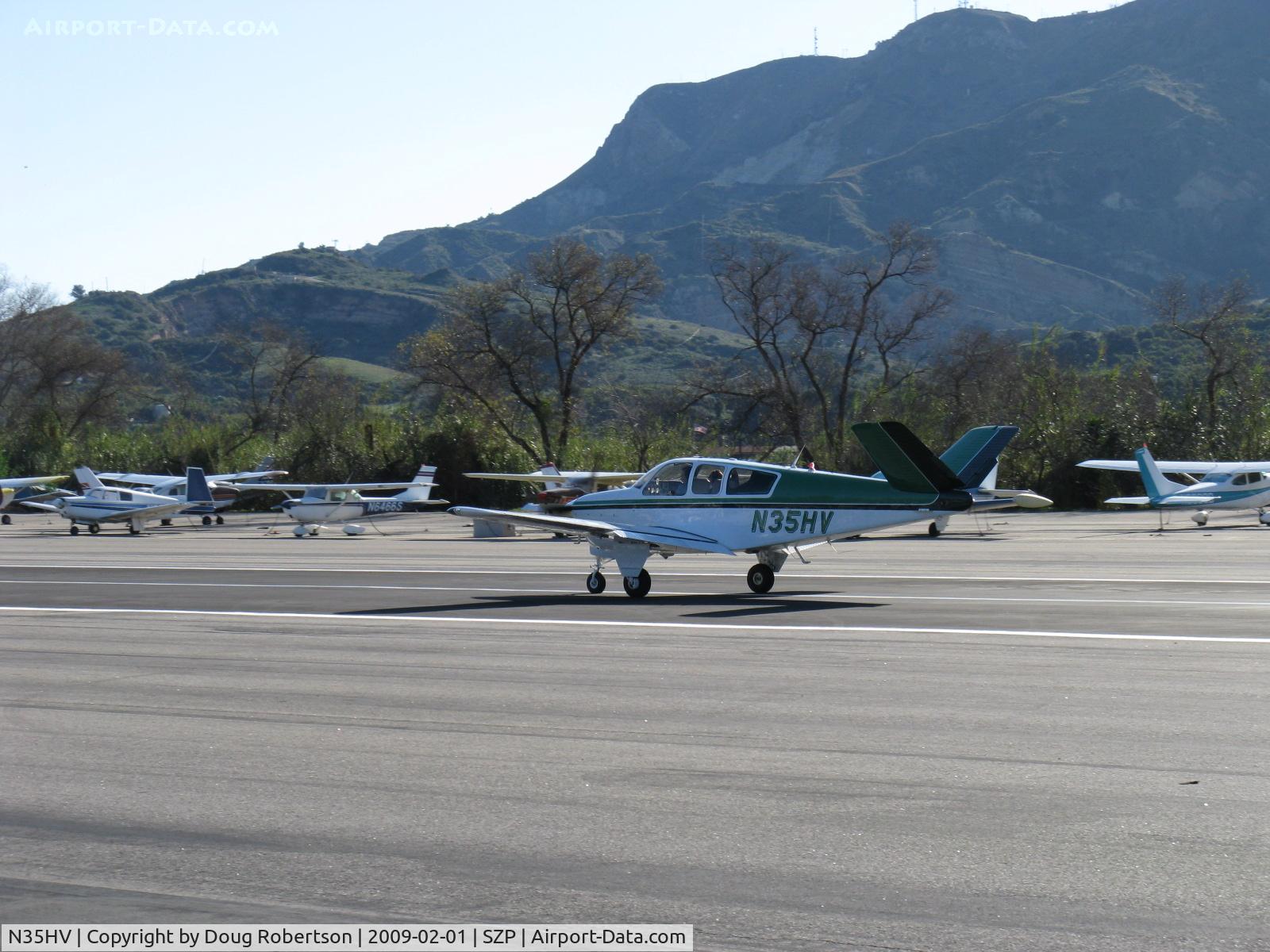 N35HV, 1957 Beech H35 Bonanza C/N D-5236, 1957 Beech H35 BONANZA, Continental O-470-G 240 Hp, landing roll Rwy 04