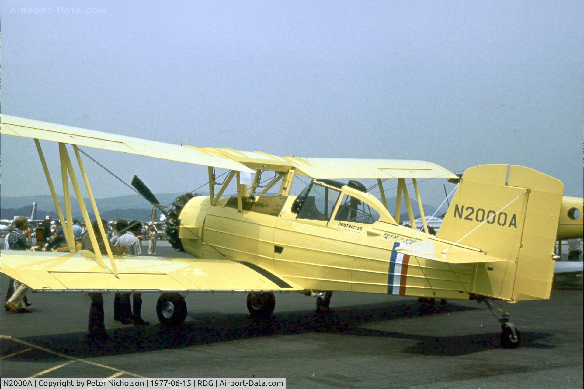 N2000A, 1977 Grumman-Schweizer G-164B C/N 282B, As displayed at the 1977 Reading Airshow.
