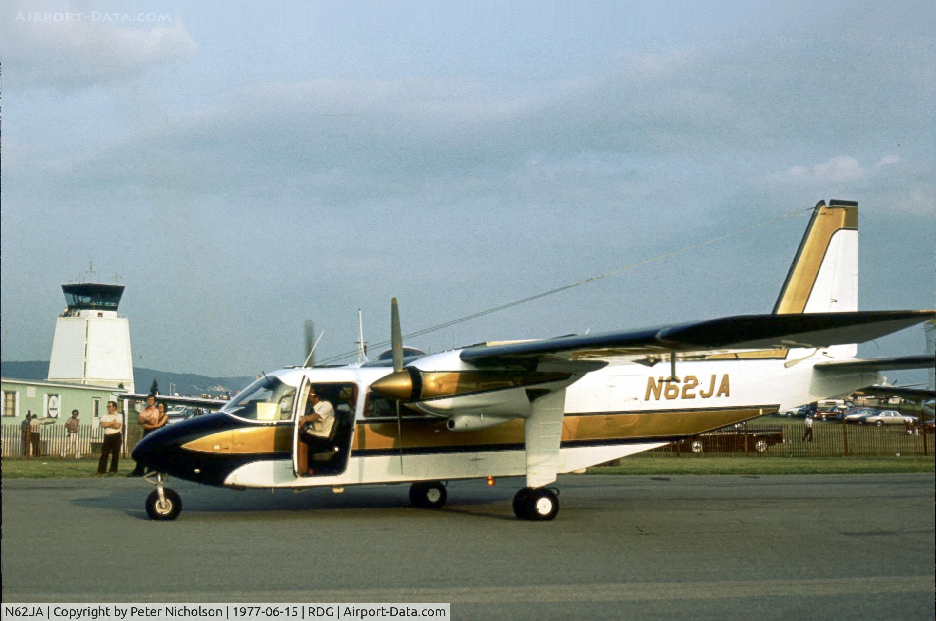 N62JA, 1976 Britten-Norman BN-2A-21 Islander C/N 511, Demonstrated at the 1977 Reading Airshow by the importer Jonas A/c & Arms Co., New York.