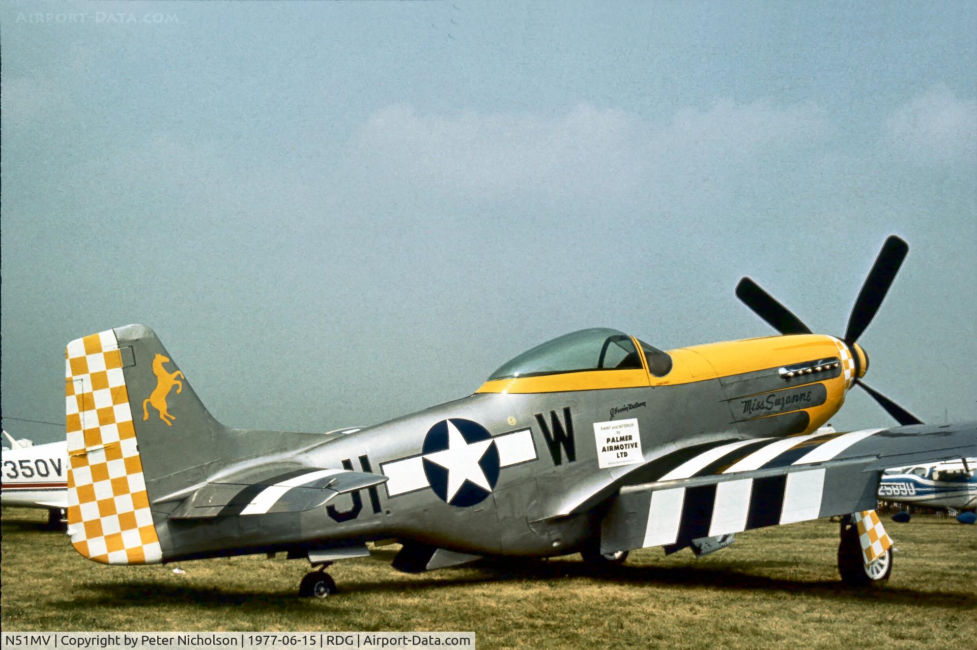 N51MV, 1945 North American F-51D Mustang C/N 45-11391, Displayed at the 1977 Reading Airshow when it was 