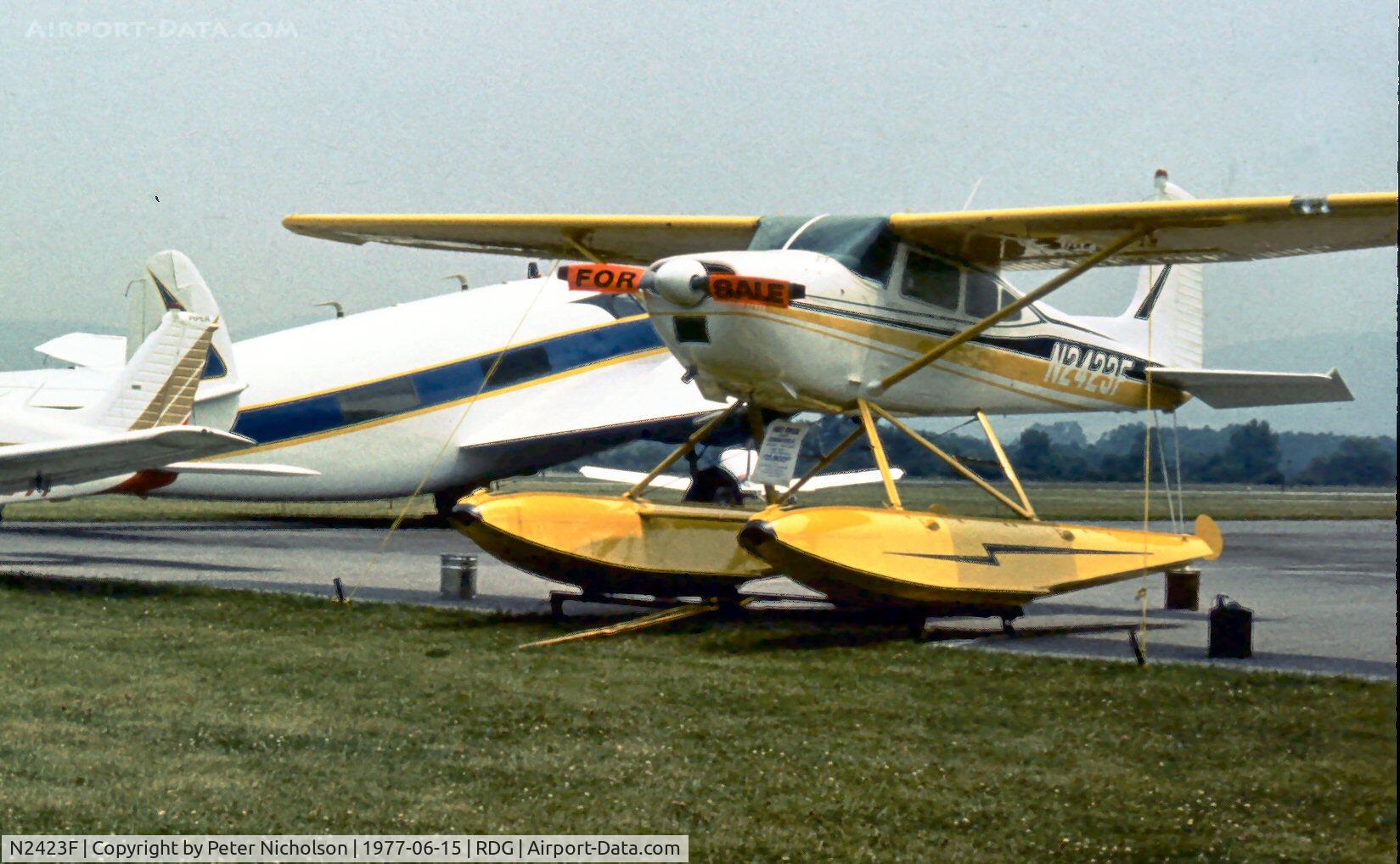 N2423F, 1965 Cessna 180H Skywagon C/N 18051623, This floatplane attended the 1977 Reading Airshow.