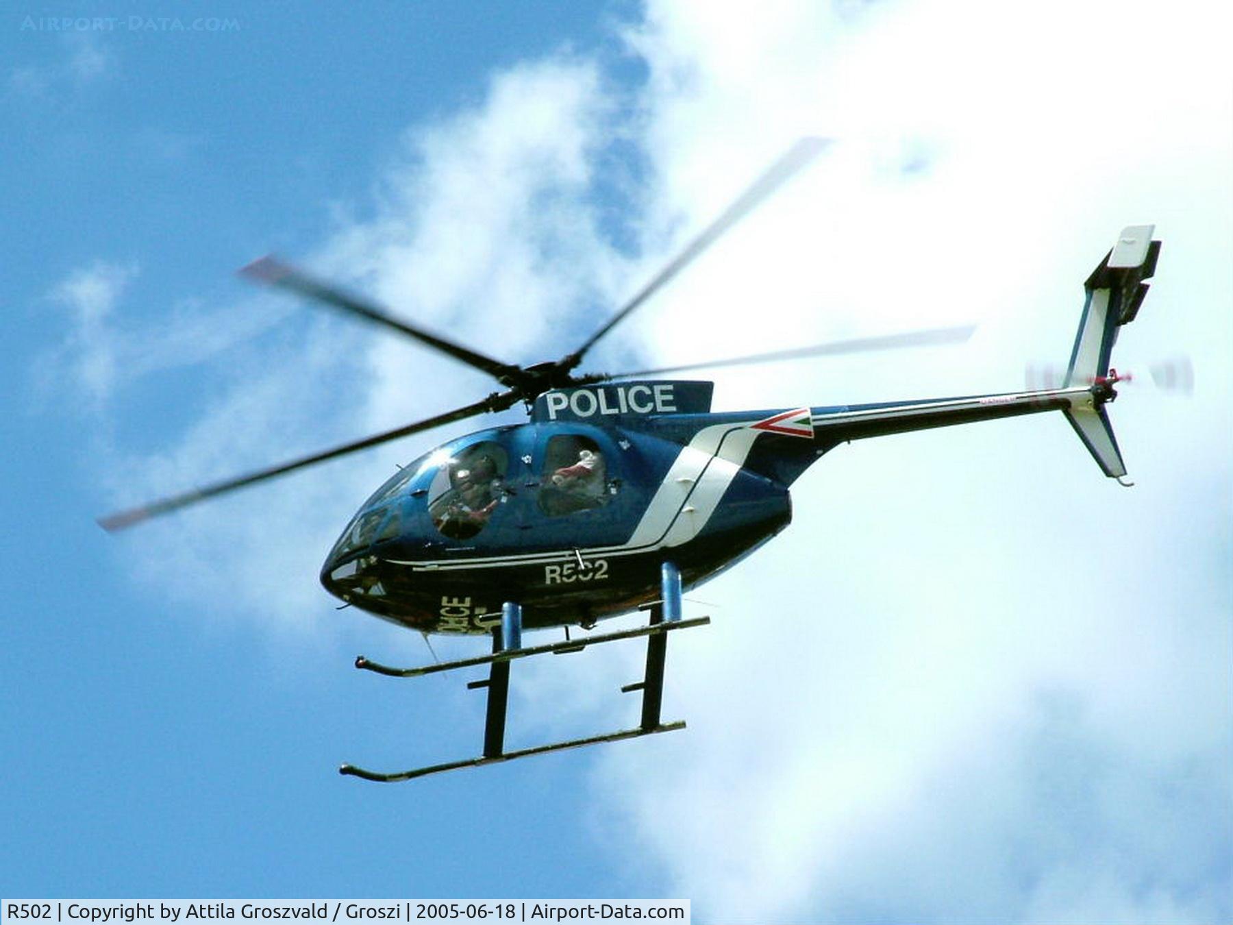 R502, 1989 McDonnell Douglas MD-500E (369E) C/N 0368E, Balaton, Alsoors Harley Davidson festival 2005 - Hungary