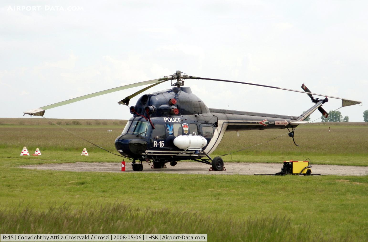 R-15, Mil (PZL-Swidnik) Mi-2 C/N 537201, Siófok-Kiliti Airport, LHSK Hungary, Police Air Base / Helicopter especial name 