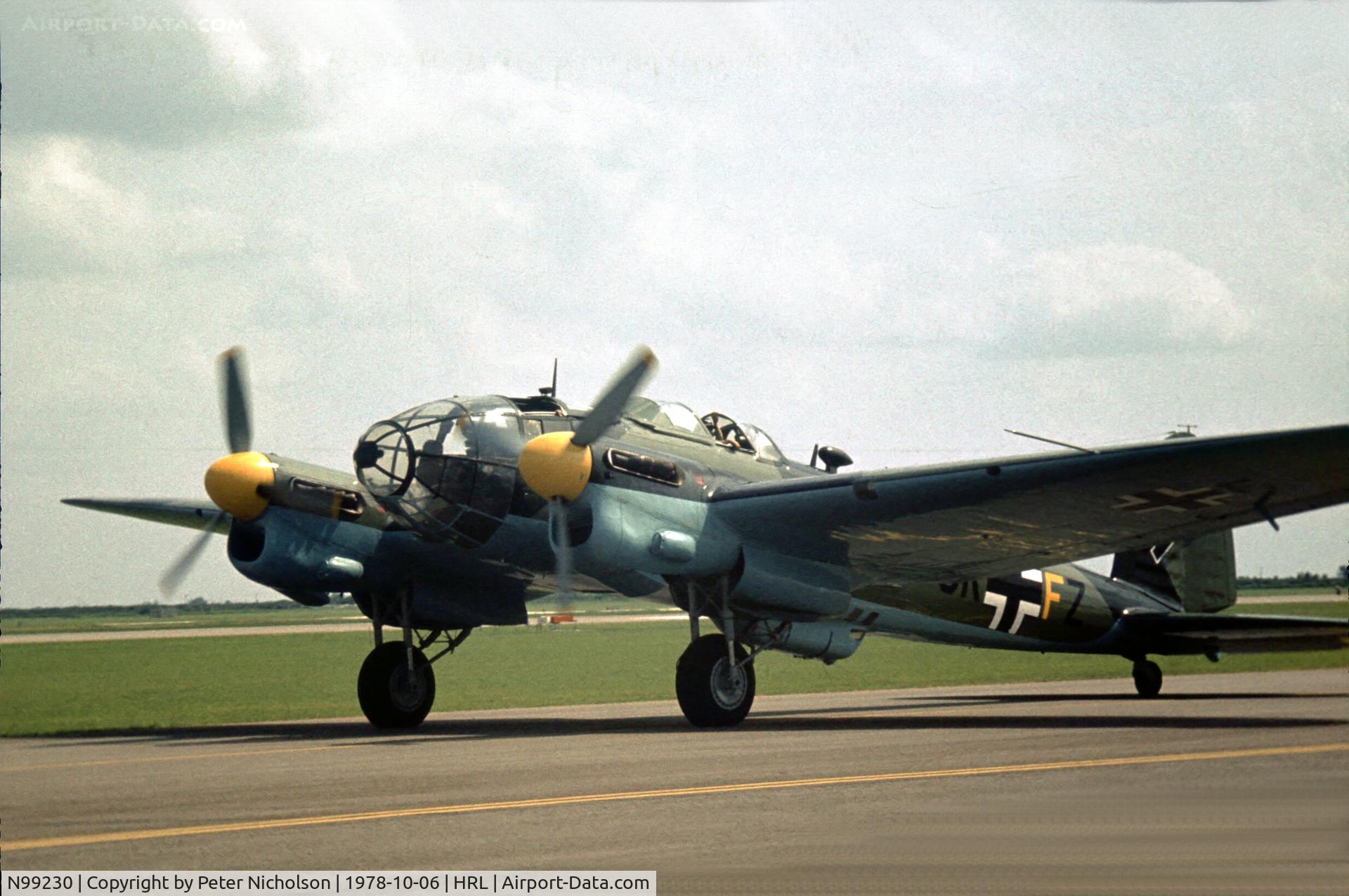 N99230, Heinkel He-111 C/N B2-1-27, Flown by the Confederate Air Force as NX99230 at their 1978 Airshow. Ex Spanish Air Force serial B.2-137 and in Luftwaffe markings coded 9K+FZ.