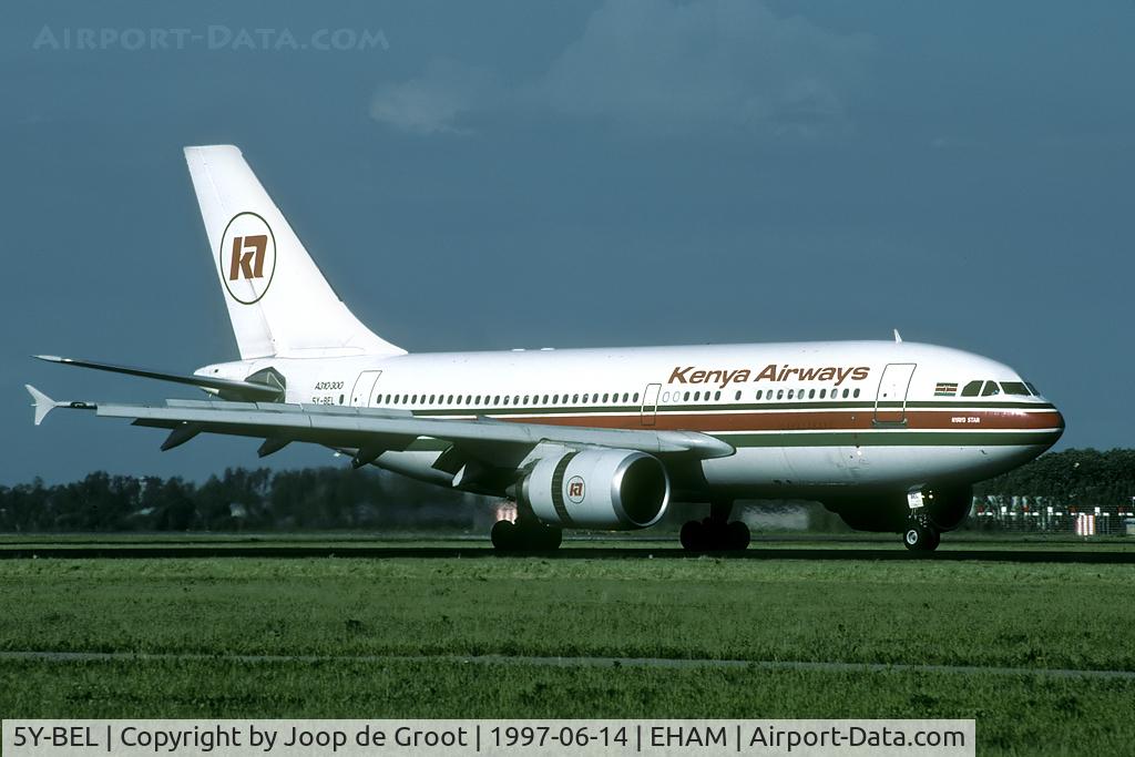 5Y-BEL, 1986 Airbus A310-304 C/N 416, landing at Schiphol