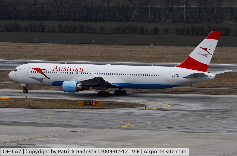 OE-LAZ, 1999 Boeing 767-3Z9 C/N 30331, Taxiing to holding point RWY 29 in VIE - for a flight to JFK - probably one of the first pictures of that plane in OS-livery; mind the 