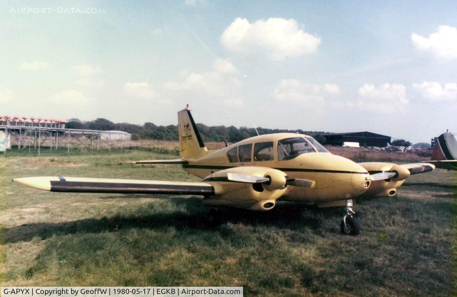 G-APYX, 1960 Piper PA-23-250 Aztec C/N 27-105, Away from the crowds at the 1980 Air Fair