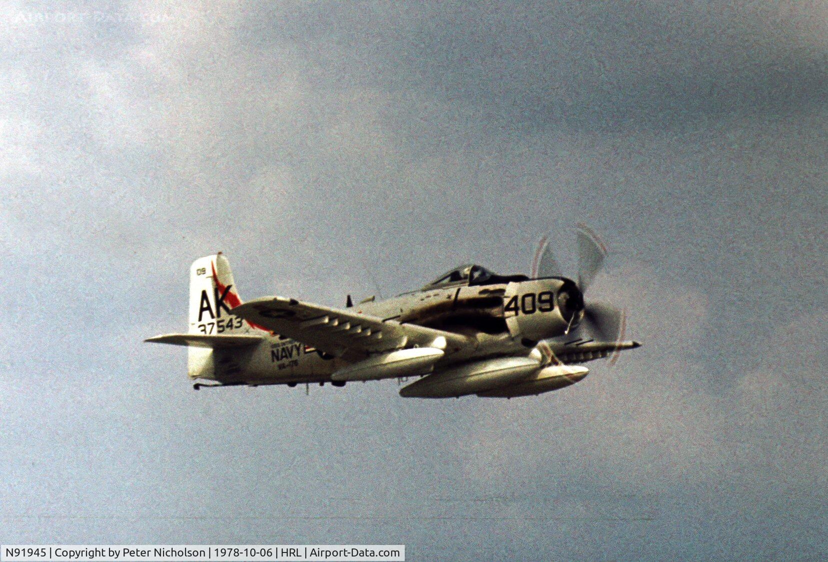 N91945, 1952 Douglas AD4-DW C/N 126882-SF85, A-1D Skyraider Bu. 126882 marked 137543 of VA-176 aboard USS Intrepid as displayed at the Confederate Air Force 1978 Airshow.
