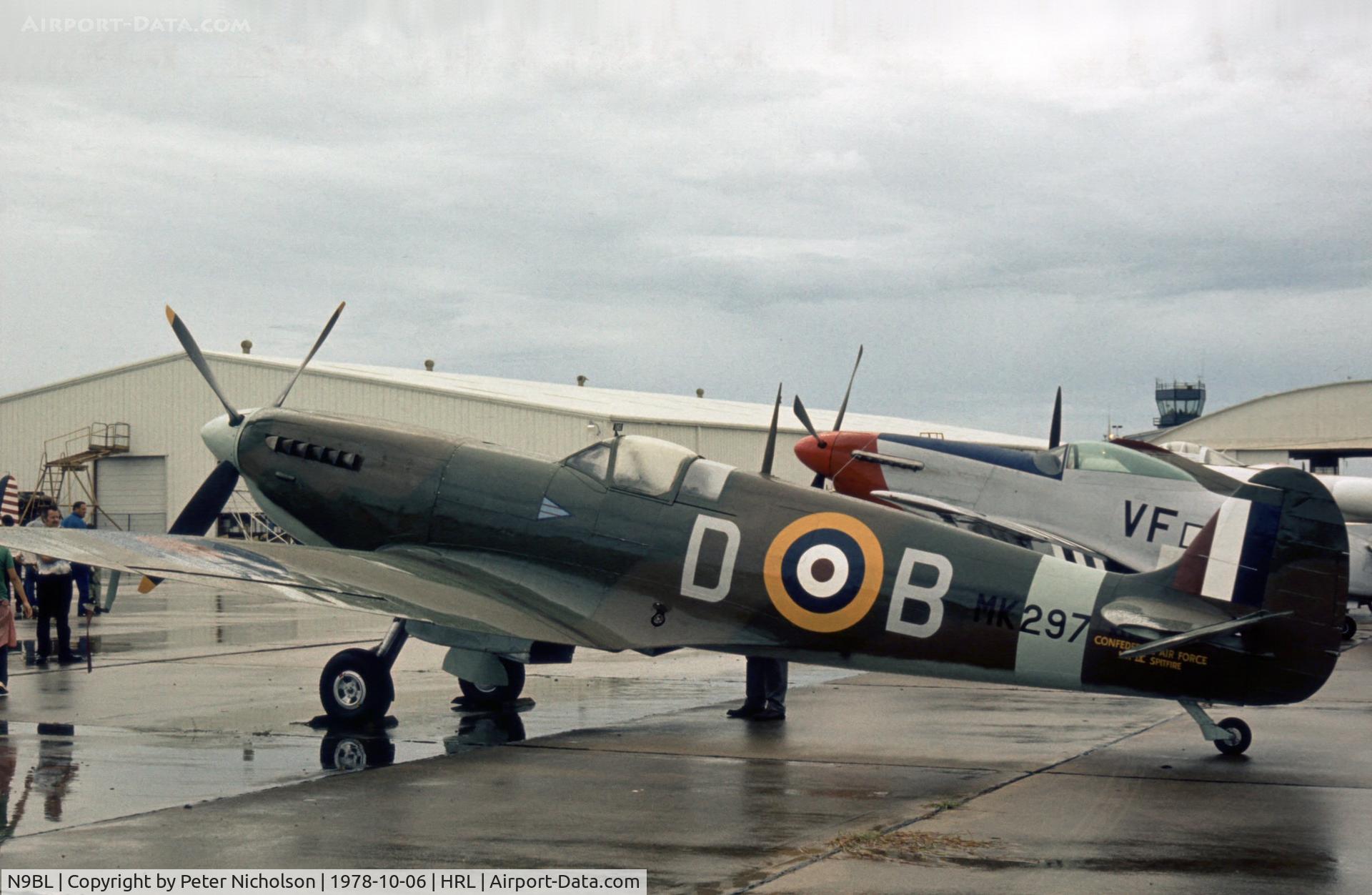 N9BL, Supermarine 361 Spitfire LF.IXc C/N CBAF.IX.1514, Confederate Air Force Spitfire Mk.IX MK297 on the ramp prior to their 1978 Airshow.