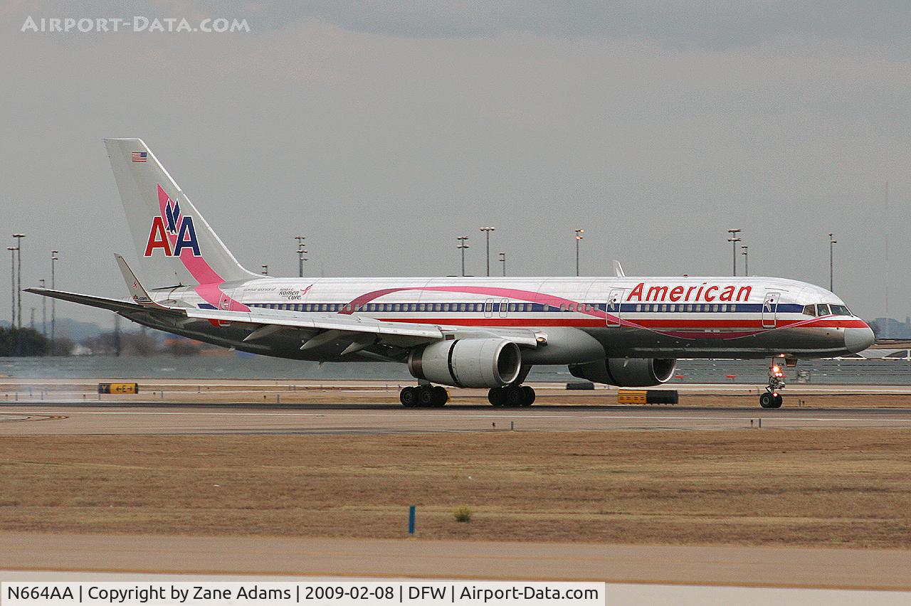 N664AA, 1992 Boeing 757-223 C/N 25298, American Airlines 757 at DFW - Susan G Komen Race for the Cure Special Paint