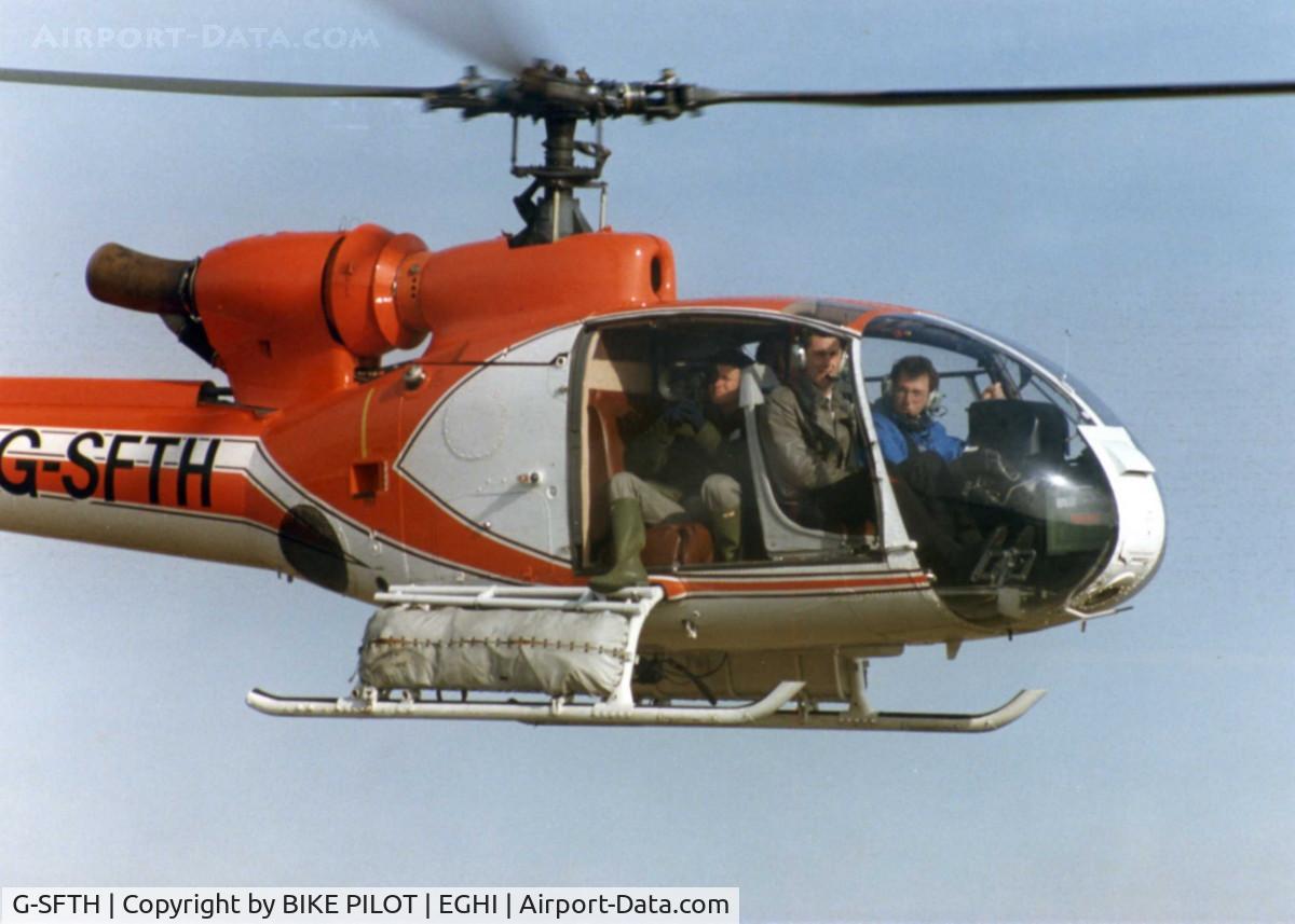 G-SFTH, 1974 Aerospatiale SA-341G Gazelle C/N 1155, CAMERA SHIP FOR THE 1986 SPITFIRE ANNIVERSARY AT EASTLEIGH AIRPORT EGHI