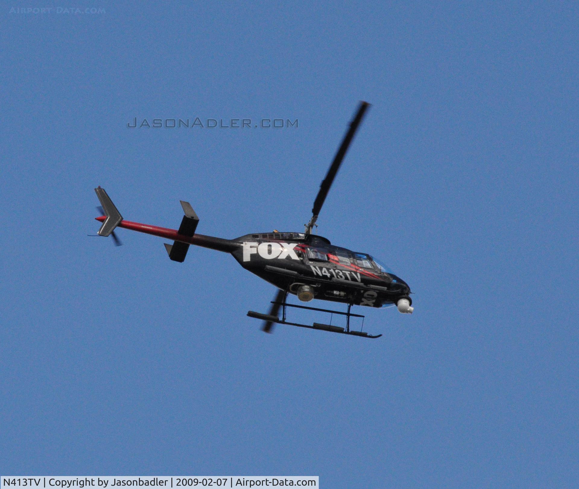 N413TV, 1981 Bell 206L-1 LongRanger II C/N 45636, Television helicopter flying by my house.