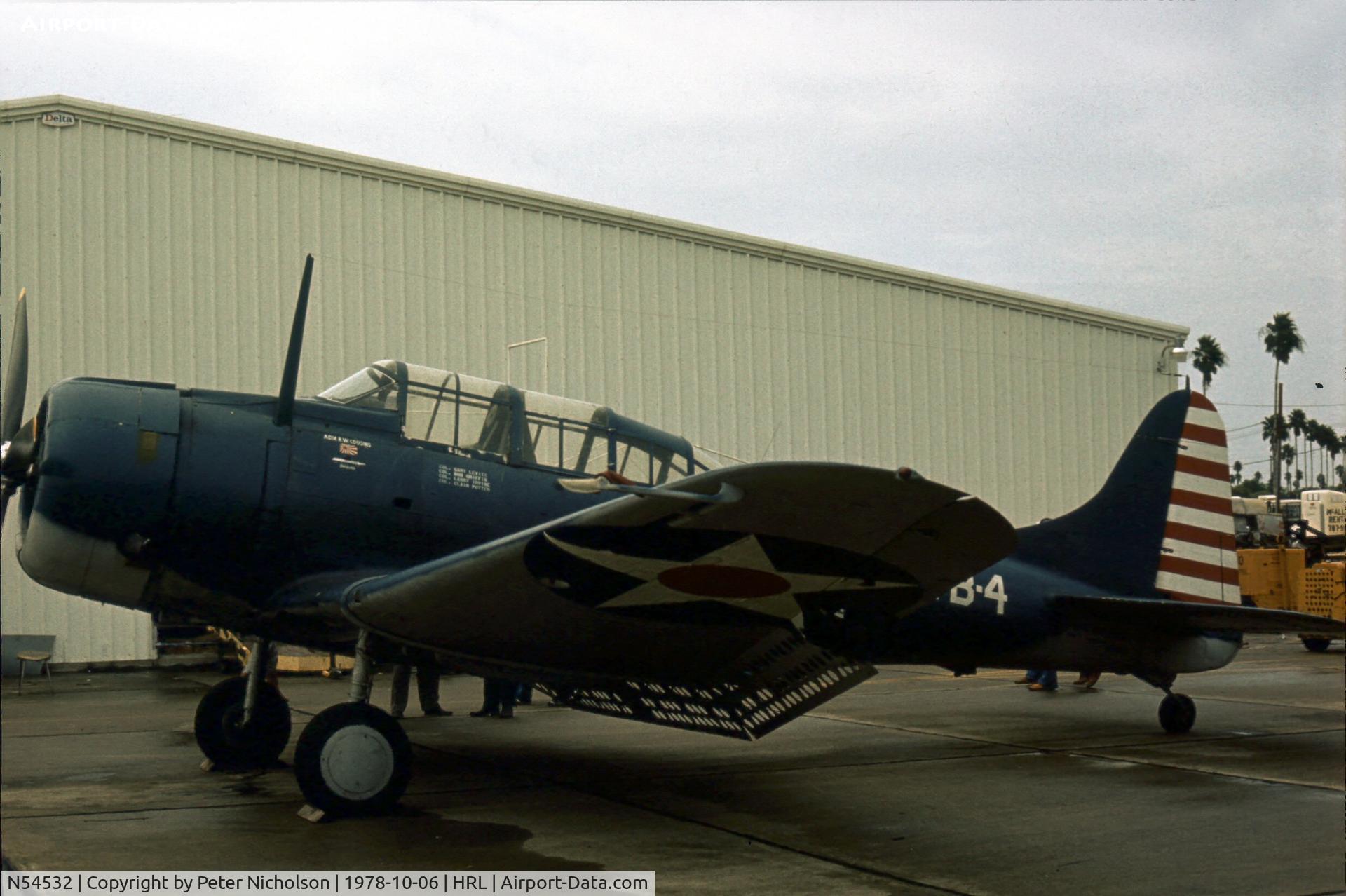 N54532, Douglas SBD-5 Dauntless C/N 54532, This Dauntless was flown by the Confederate Air Force at their 1978 Airshow.
