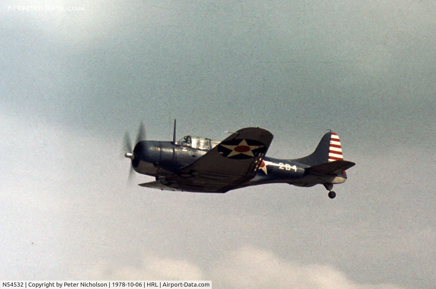 N54532, Douglas SBD-5 Dauntless C/N 54532, Dauntless flown at the Confederate Air Force 1978 Airshow.