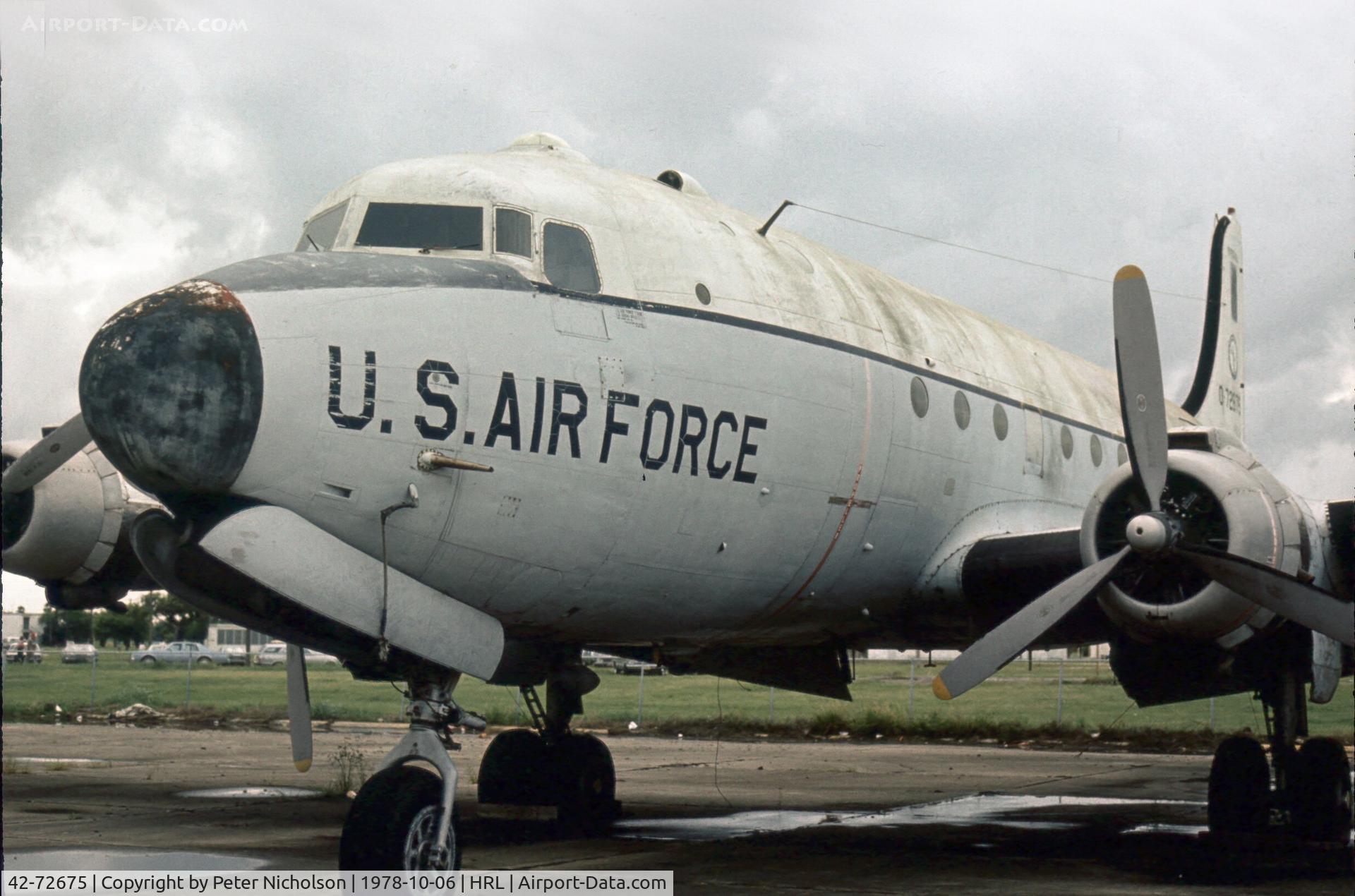 42-72675, 1942 Douglas C-54D-10-DC Skymaster C/N 10780, Ex Virginia ANG Skymaster in the museum area of the Confederate Air Force at their 1978 Airshow.