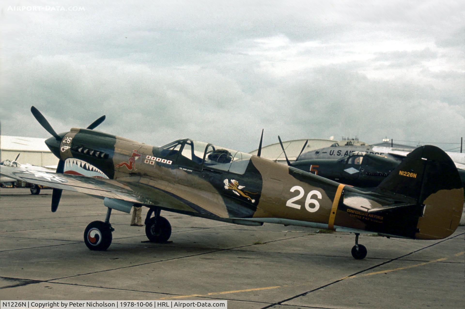 N1226N, Curtiss P-40N Warhawk C/N 29629, Ex USAAF 42-10587 & RCAF 867, this Warhawk wore AVG Flying Tigers colours at the 1978 Airshow.