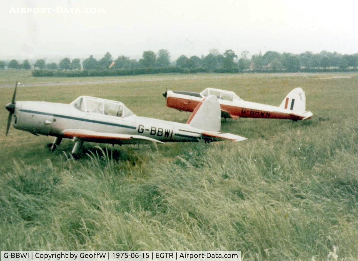 G-BBWI, 1952 De Havilland DHC-1 Chipmunk T.10 C/N C1/0676, Ex RAF Chipmunk with G-BBWN at Elstree in 1975