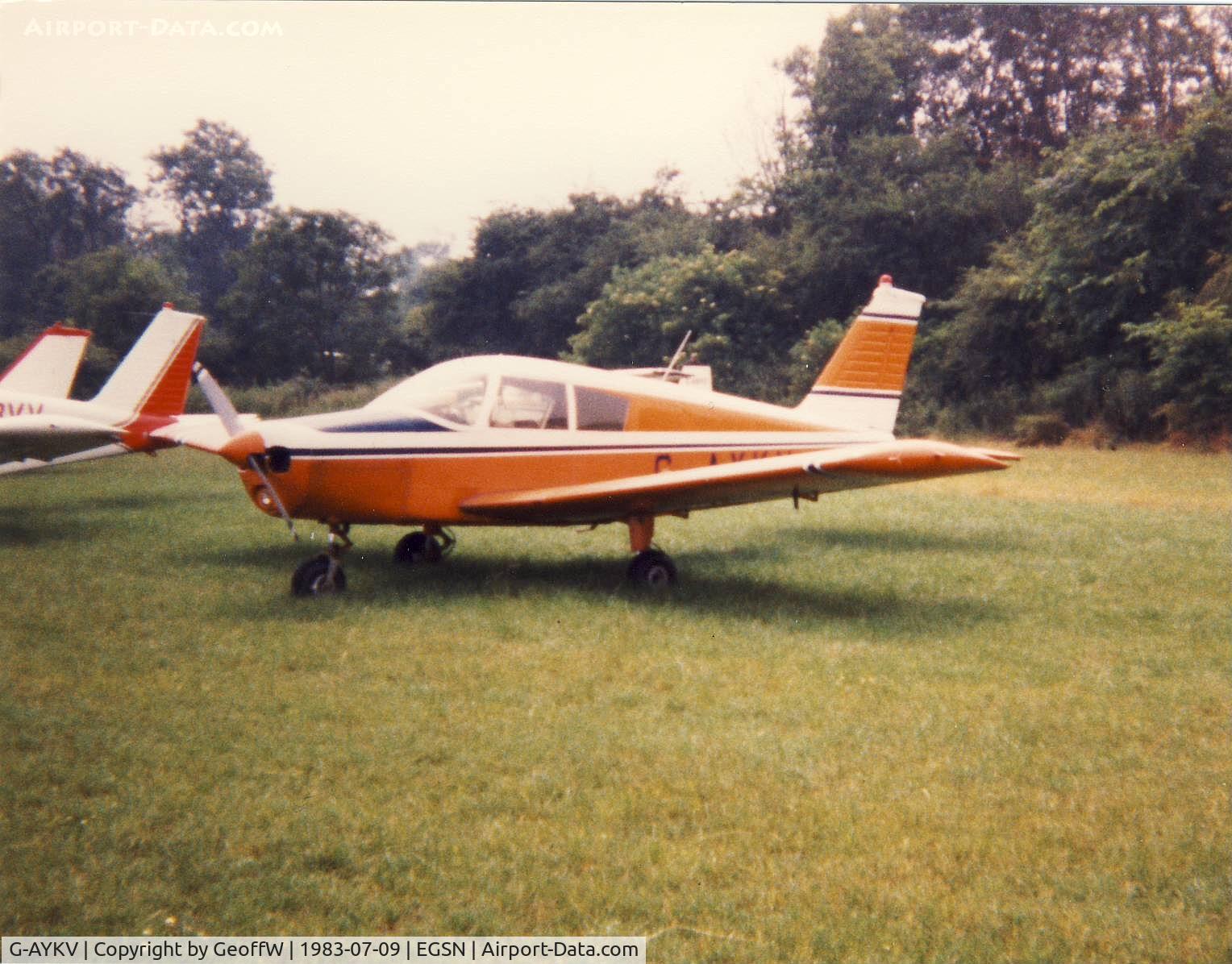 G-AYKV, 1970 Piper PA-28-140 Cherokee C/N 28-26850, Piper PA-28 Cherokee 140C G-AYKV still in it's CSE colour scheme seen at Bourn 9.7.1983