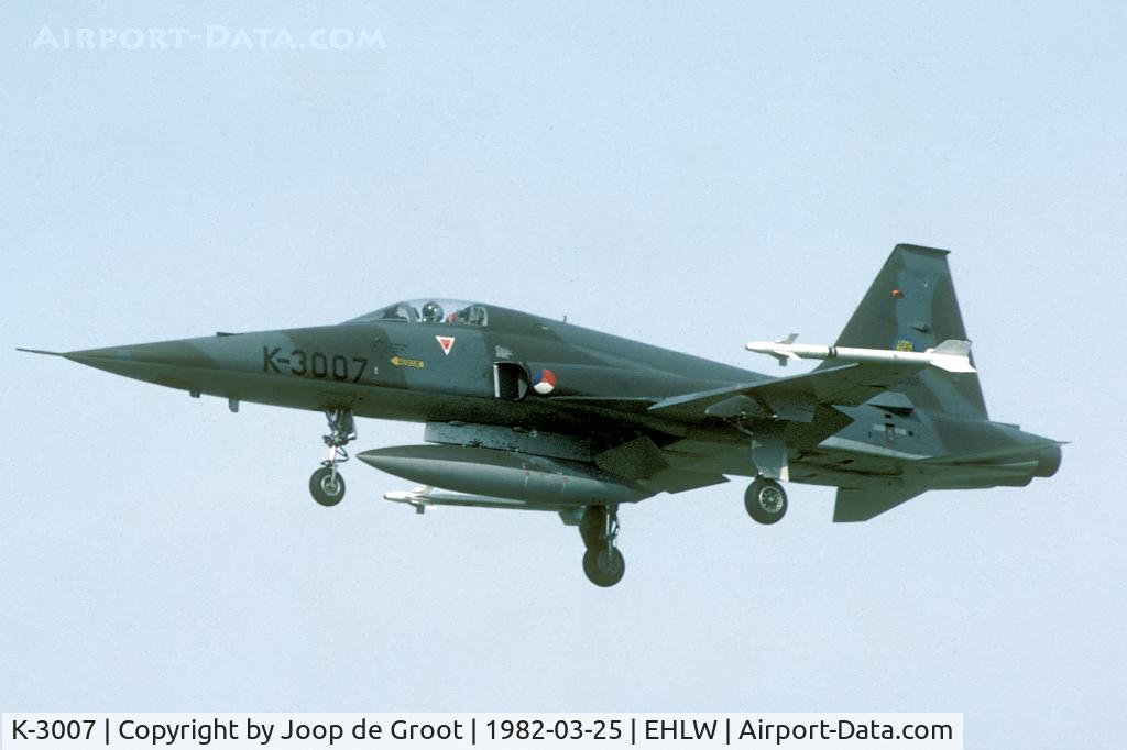 K-3007, 1970 Canadair NF-5A Freedom Fighter C/N 3007, Temp QRA force with NF-5's. These sidewinder equipped Freedom Fighters were in the sky for just a couple of months as interim solution between the Starfighter and F-16.