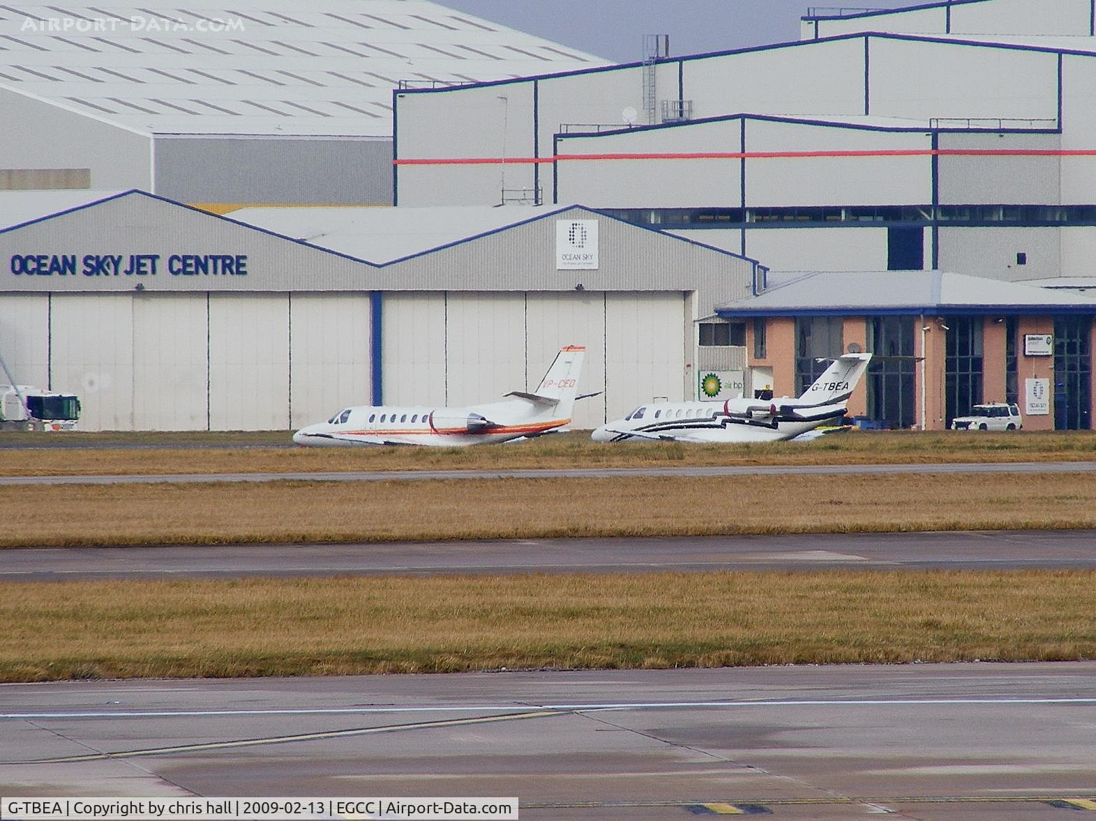 G-TBEA, 2003 Cessna 525A CitationJet CJ2 C/N 525A-0191, on the Ocean Sky ramp with VP-CED