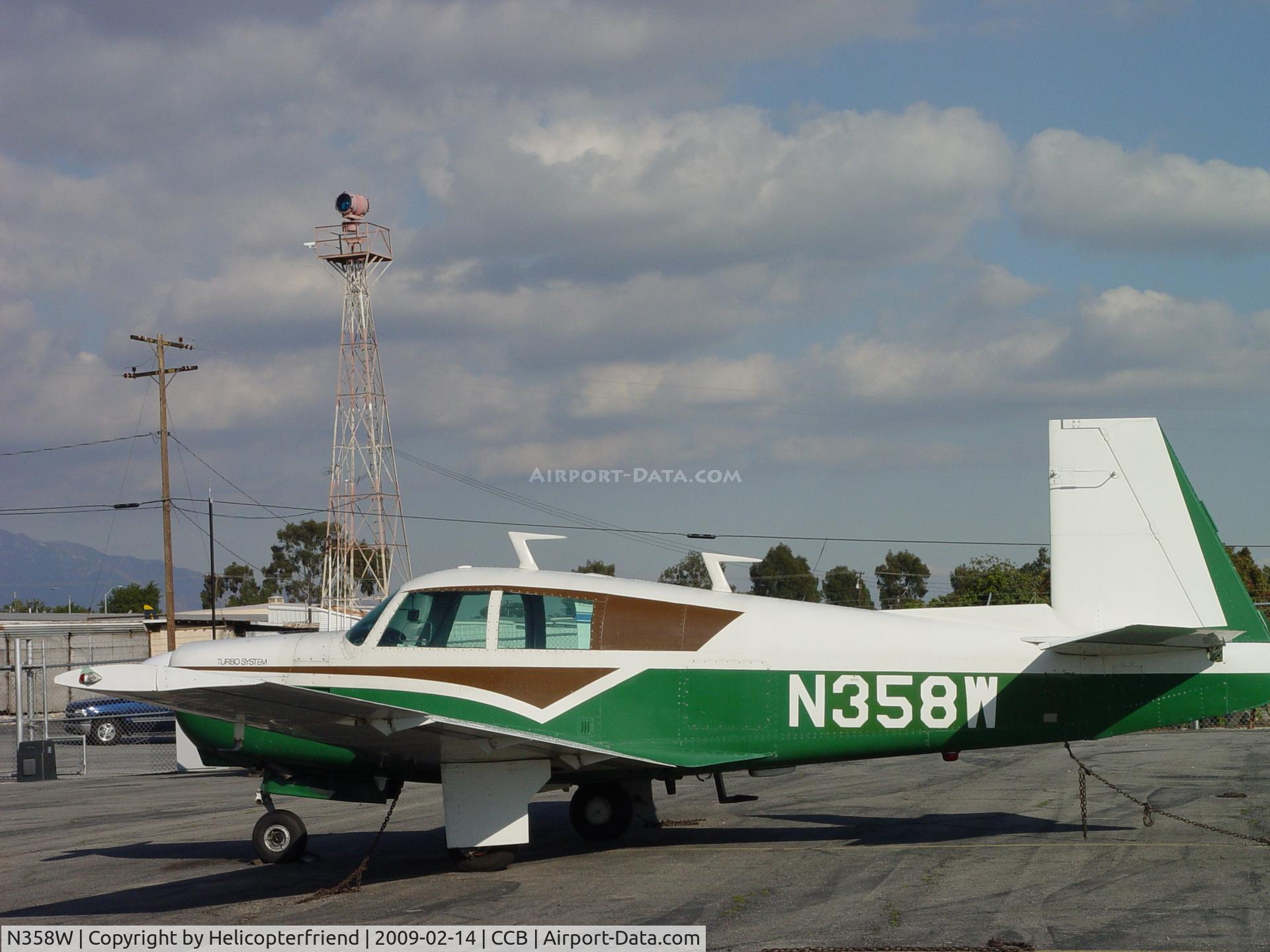 N358W, 1966 Mooney M20C Ranger C/N 3417, Tied down and waiting to be checked out at Cable Airport