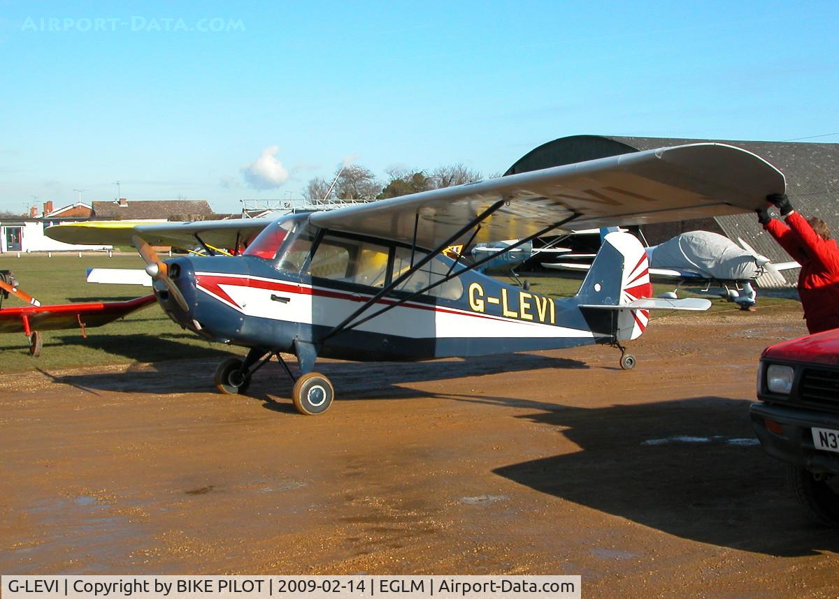 G-LEVI, 1946 Aeronca 7AC Champion C/N 7AC-4001, BEING PUSHED OUT OF HANGER