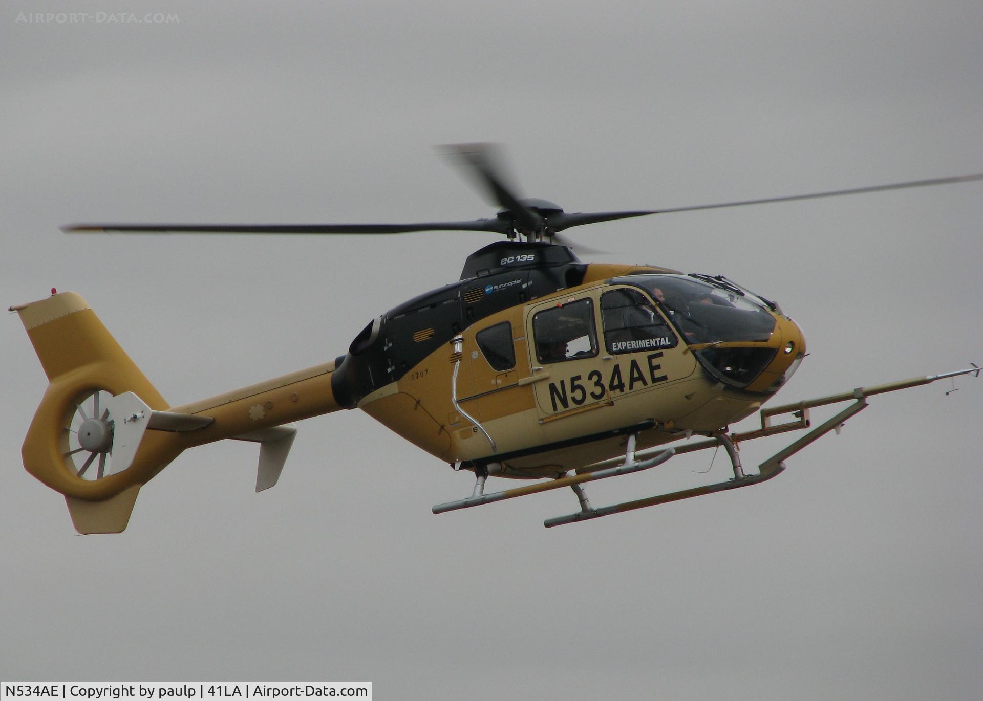 N534AE, 2008 Eurocopter EC-135P-2+ C/N 0707, At the Downtown Shreveport airport. They were doing some kind of flight test with the 