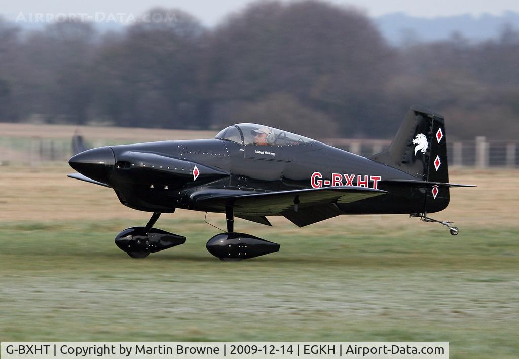 G-BXHT, 2005 Mustang Aeronautics Midget Mustang MM-1 C/N PFA 168-13077, Take off for aerobatics at Headcorn.