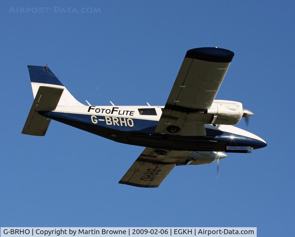 G-BRHO, 1973 Piper PA-34-200 Seneca C/N 34-7350037, The early morning photo flight gets airborne.