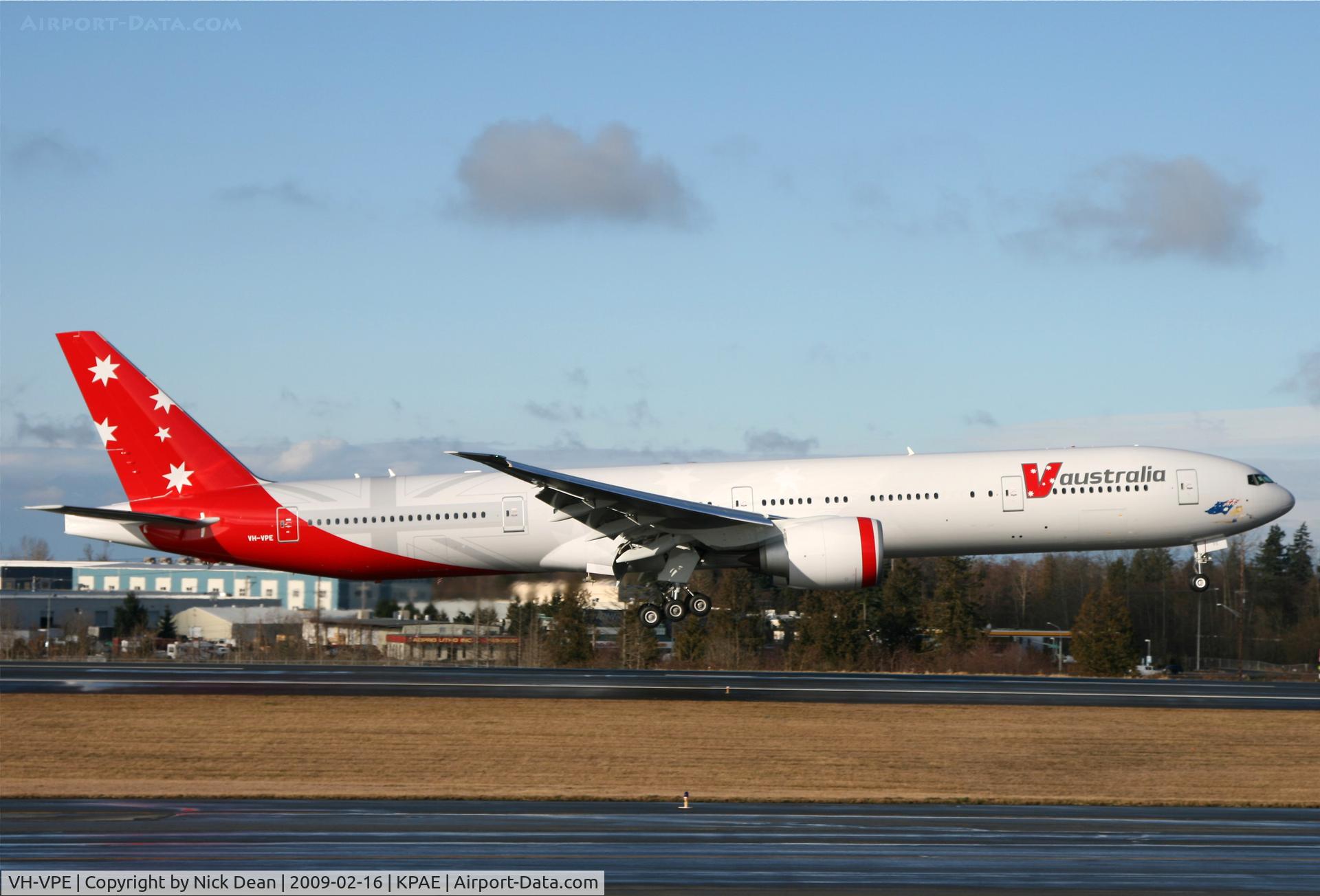 VH-VPE, 2009 Boeing 777-3ZG/ER C/N 37939, Boeing 968 returning from a test flight