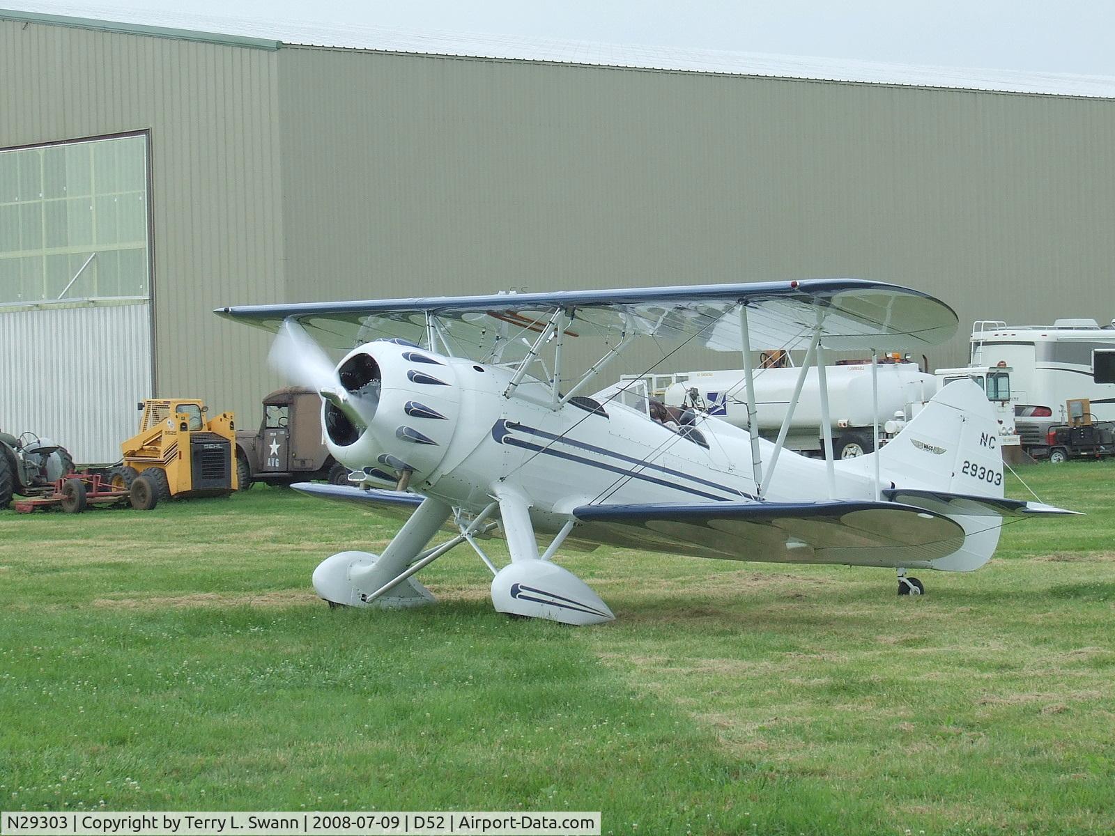 N29303, 1949 Waco UPF-7 C/N 5330, Taxing in to park for the Biplane Rally in Geneseo 2008.