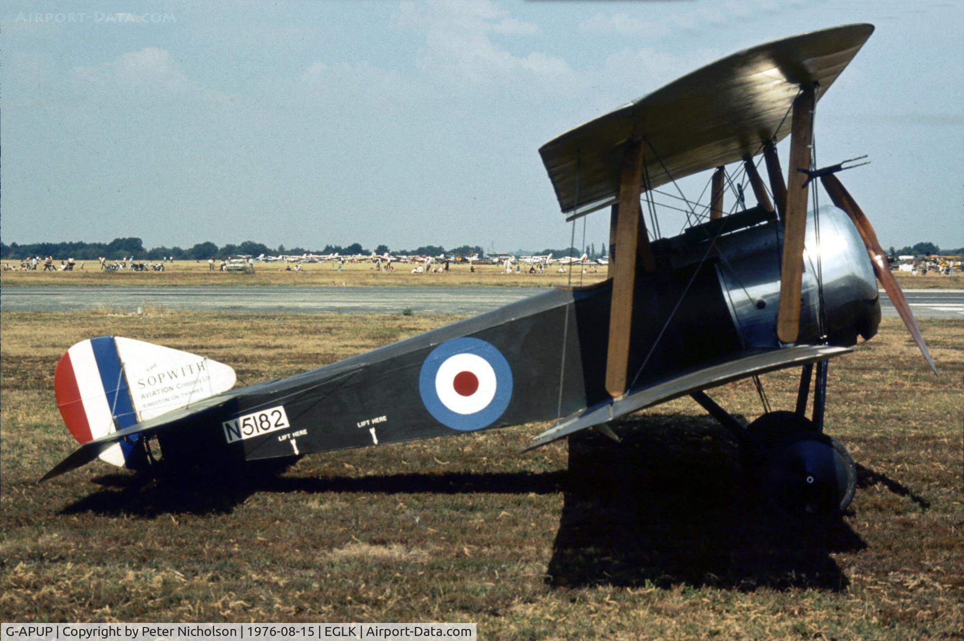 G-APUP, Sopwith Pup Replica C/N PFA 1582, Attended the 1976 Blackbushe Fly-in.
