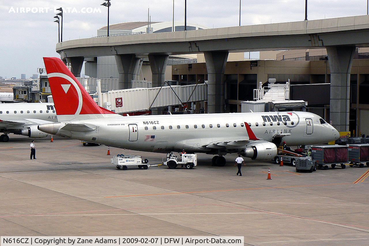N616CZ, 2008 Embraer 175LR (ERJ-170-200LR) C/N 17000209, North West Airlines at DFW