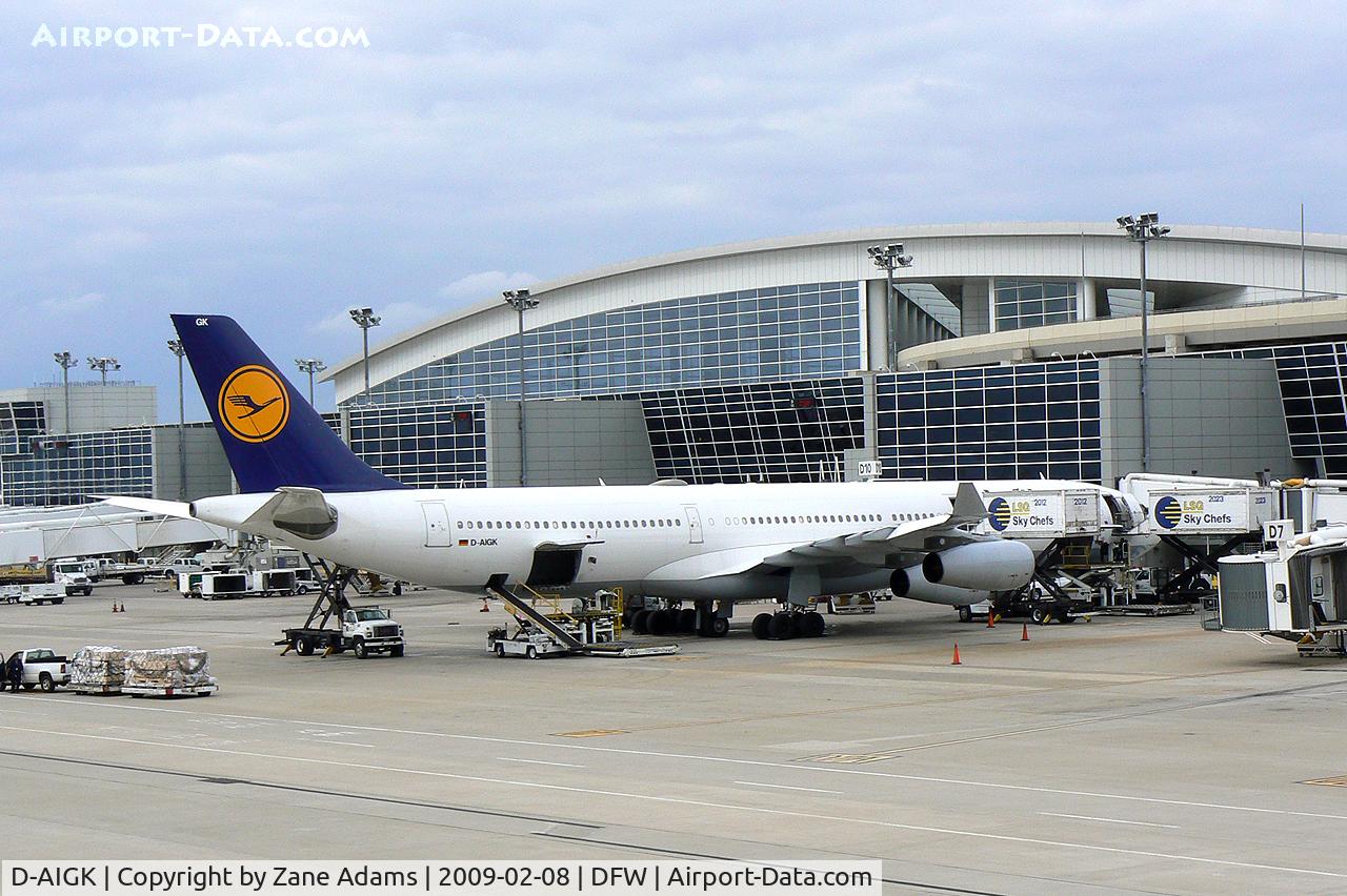 D-AIGK, 1994 Airbus A340-311 C/N 056, Lufthansa at the gate @ DFW